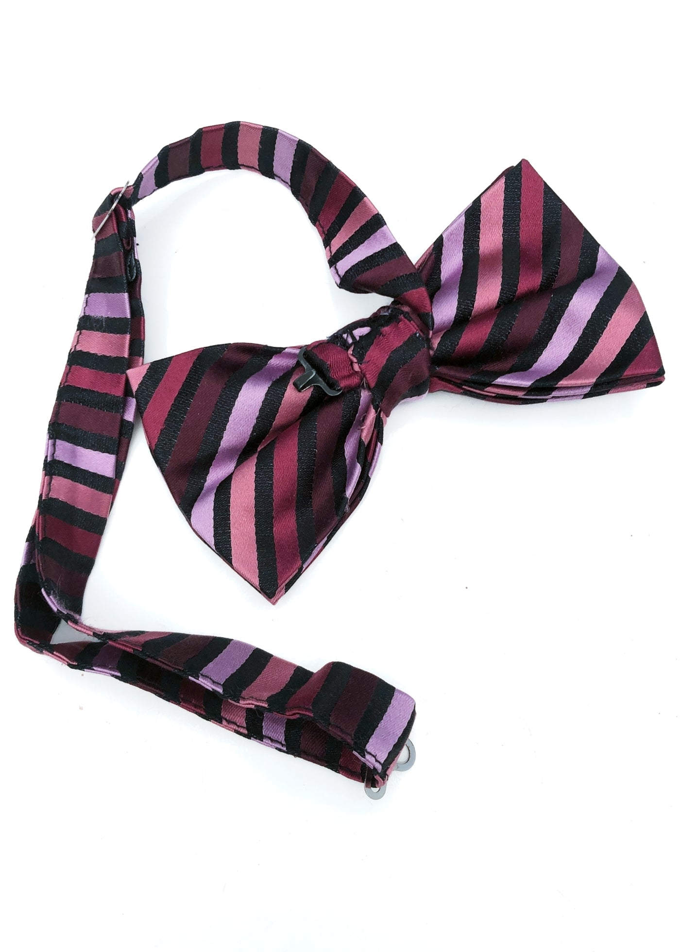 Preloved Purple Striped Pre-Tied Bow Tie
