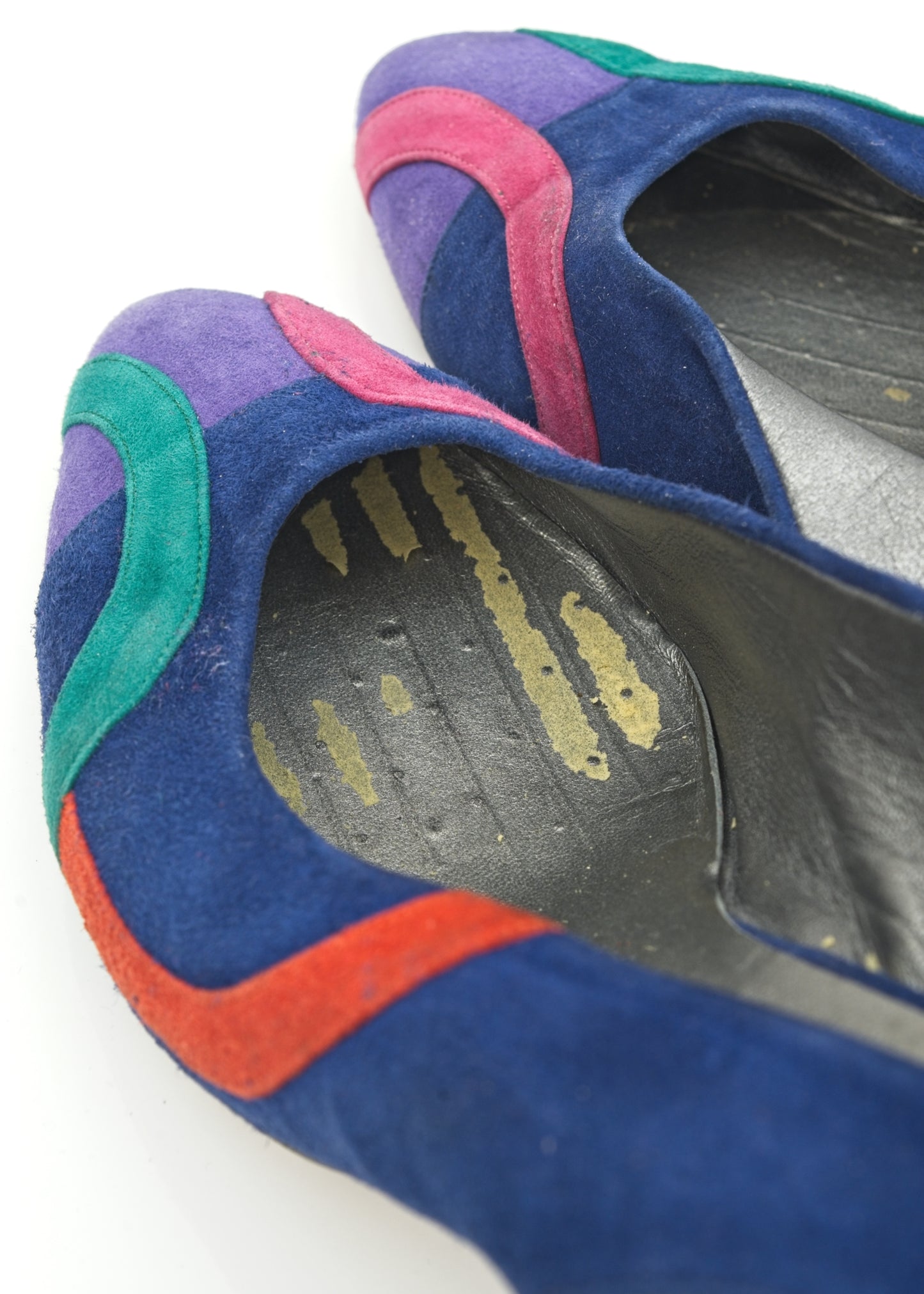 Vintage 80s Blue Suede Slingback Sandals Shoes • size 39