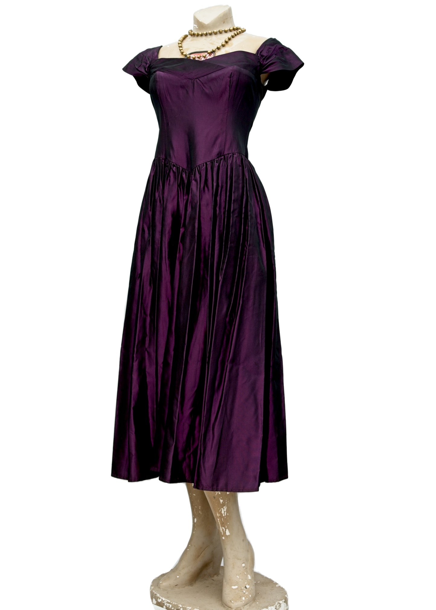 Vintage 80s Purple Taffeta Party Cocktail Dress