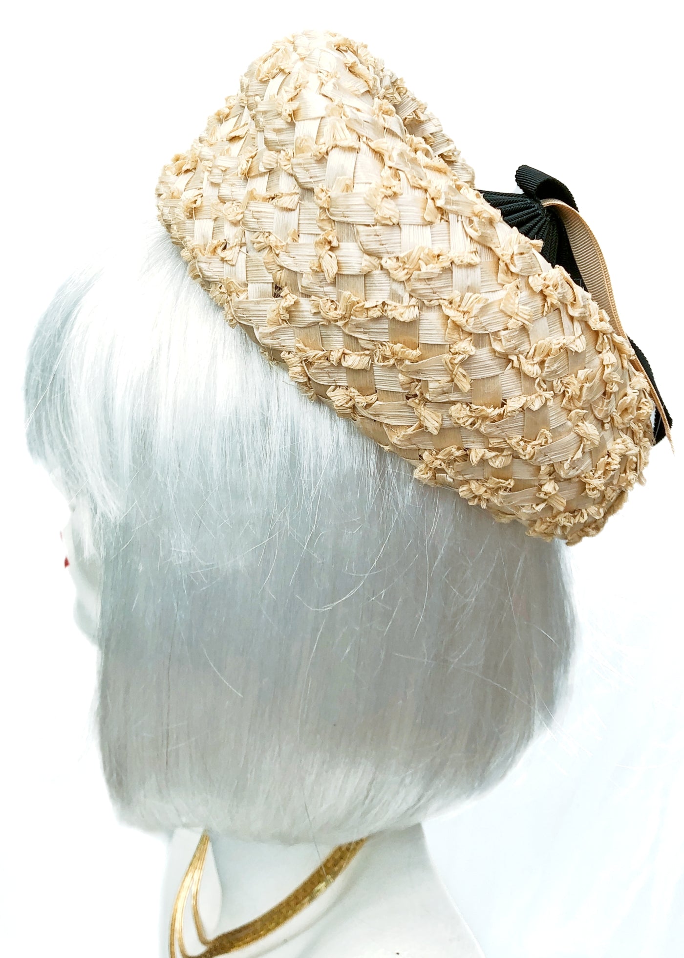 Vintage 60s Raffia Pillbox Hat • John Wanamaker