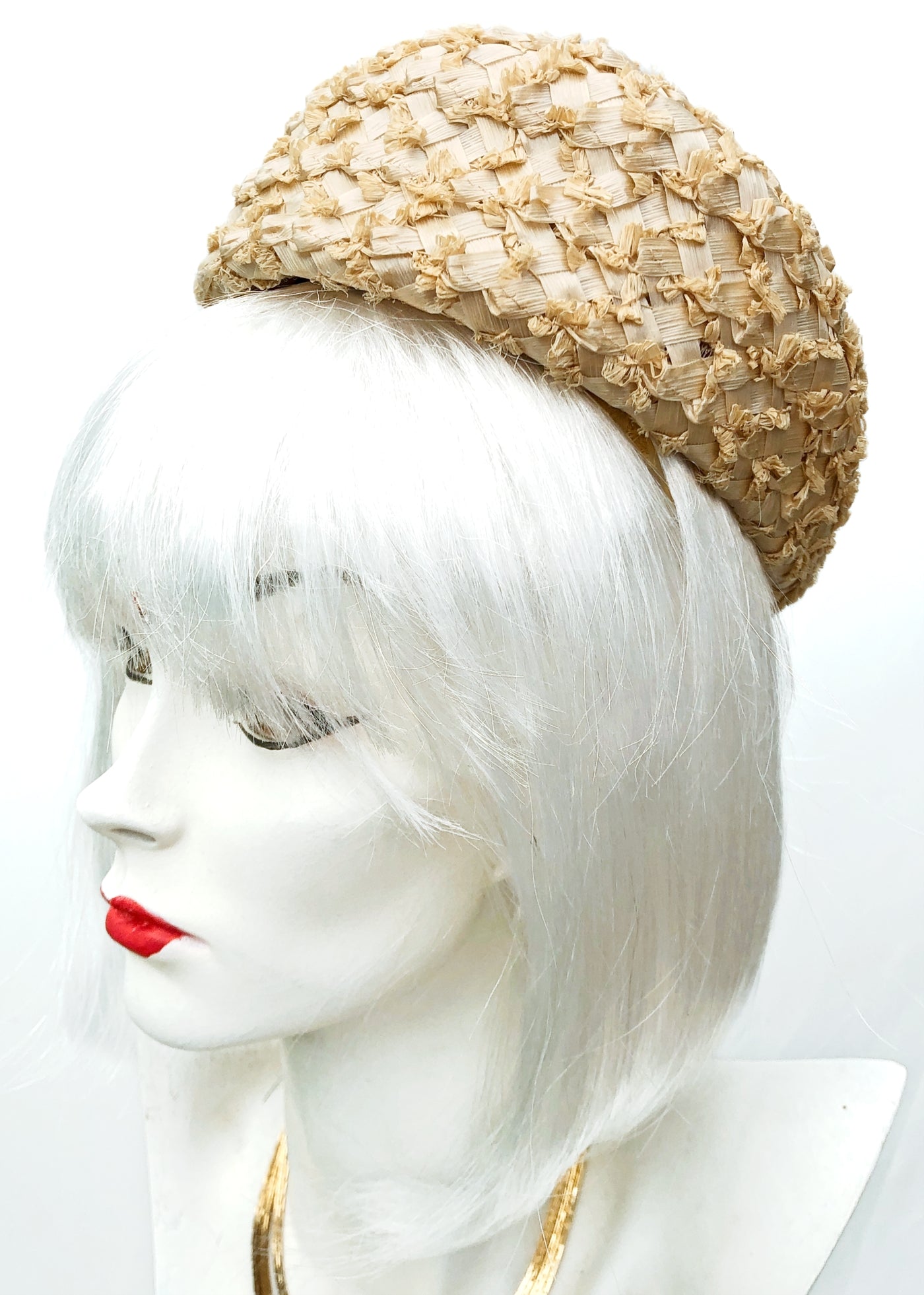 Vintage 60s Raffia Pillbox Hat • John Wanamaker