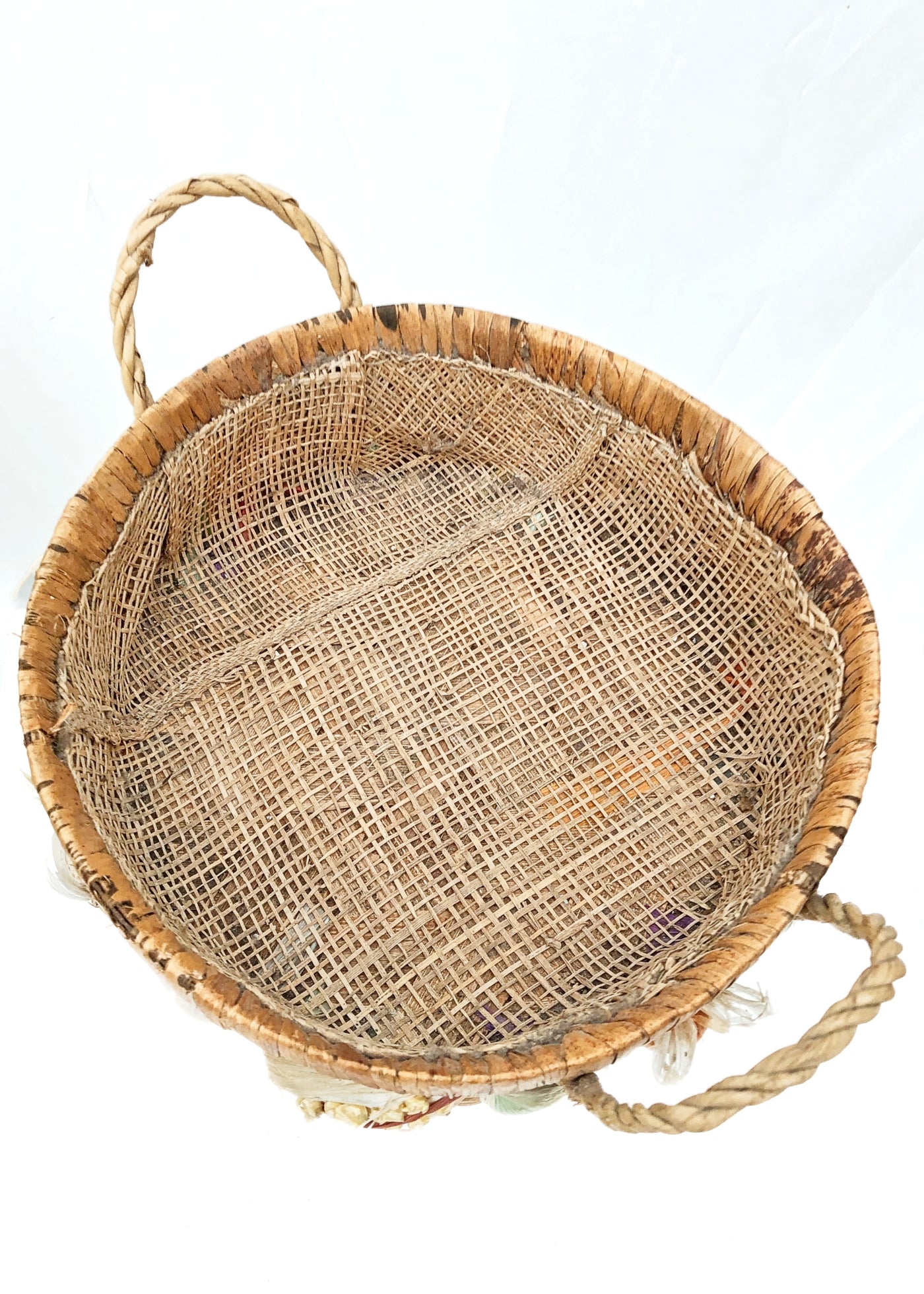Vintage 60s Wicker Raffia Vegetable Basket • Casserole Holder