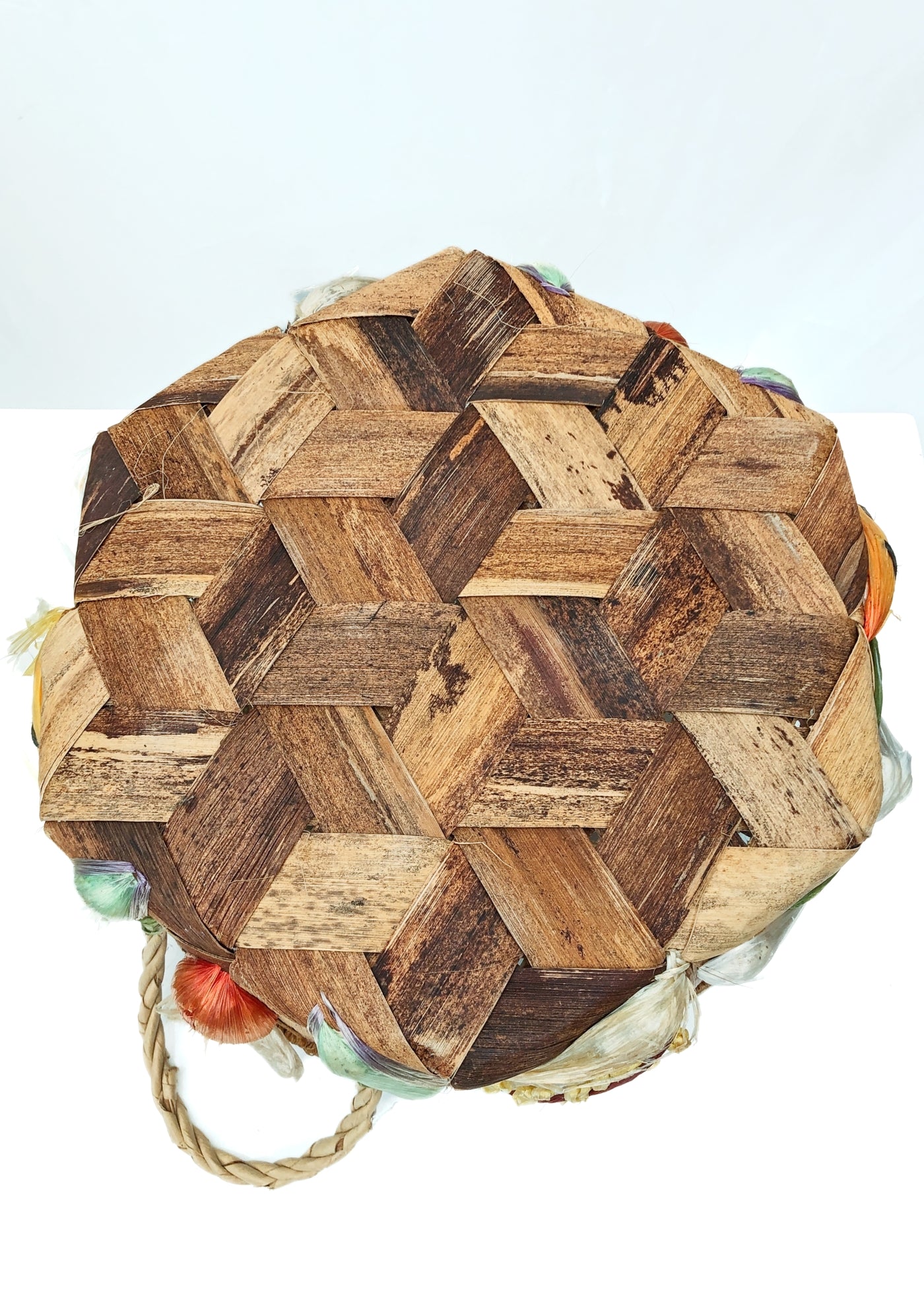 Vintage 60s Wicker Raffia Vegetable Basket • Casserole Holder