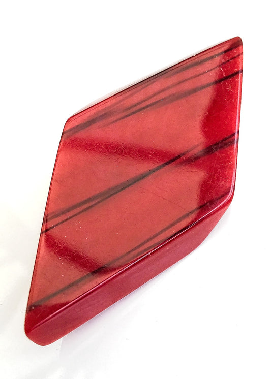 Chunky Red Diamond Cut Perspex Brooch