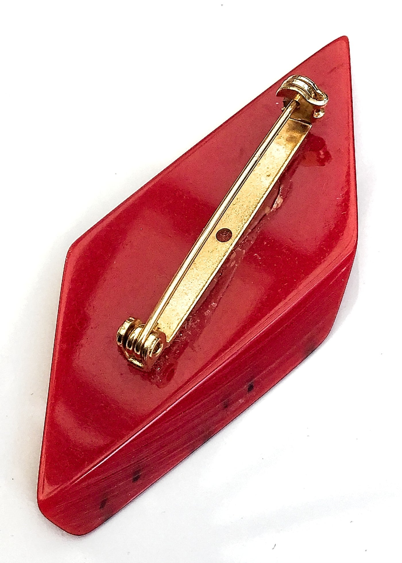 Chunky Red Diamond Cut Perspex Brooch