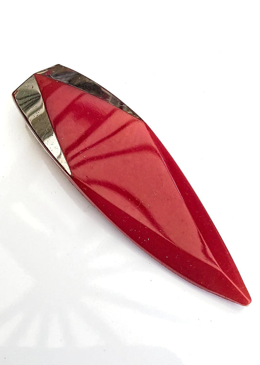 Deco Vintage Red Glass Dress Clip by A.R.