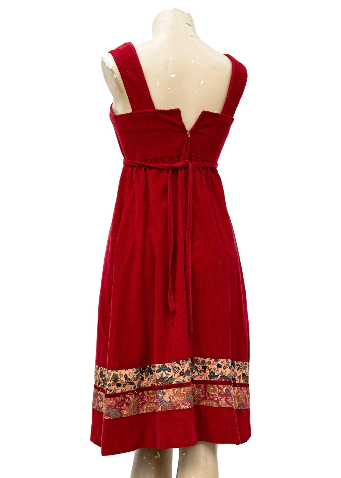 70s Vintage Red Corduroy Sleeveless Dress • Young Dimensions Saks Fifth Avenue