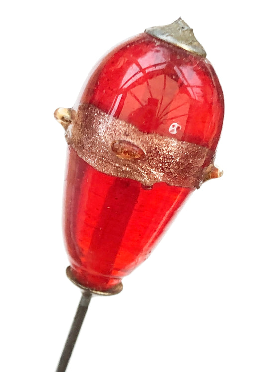 Vintage Red Venetian Glass Bead Hat Pin