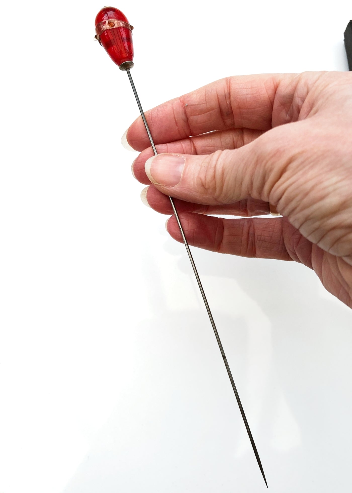 Vintage Red Venetian Glass Bead Hat Pin