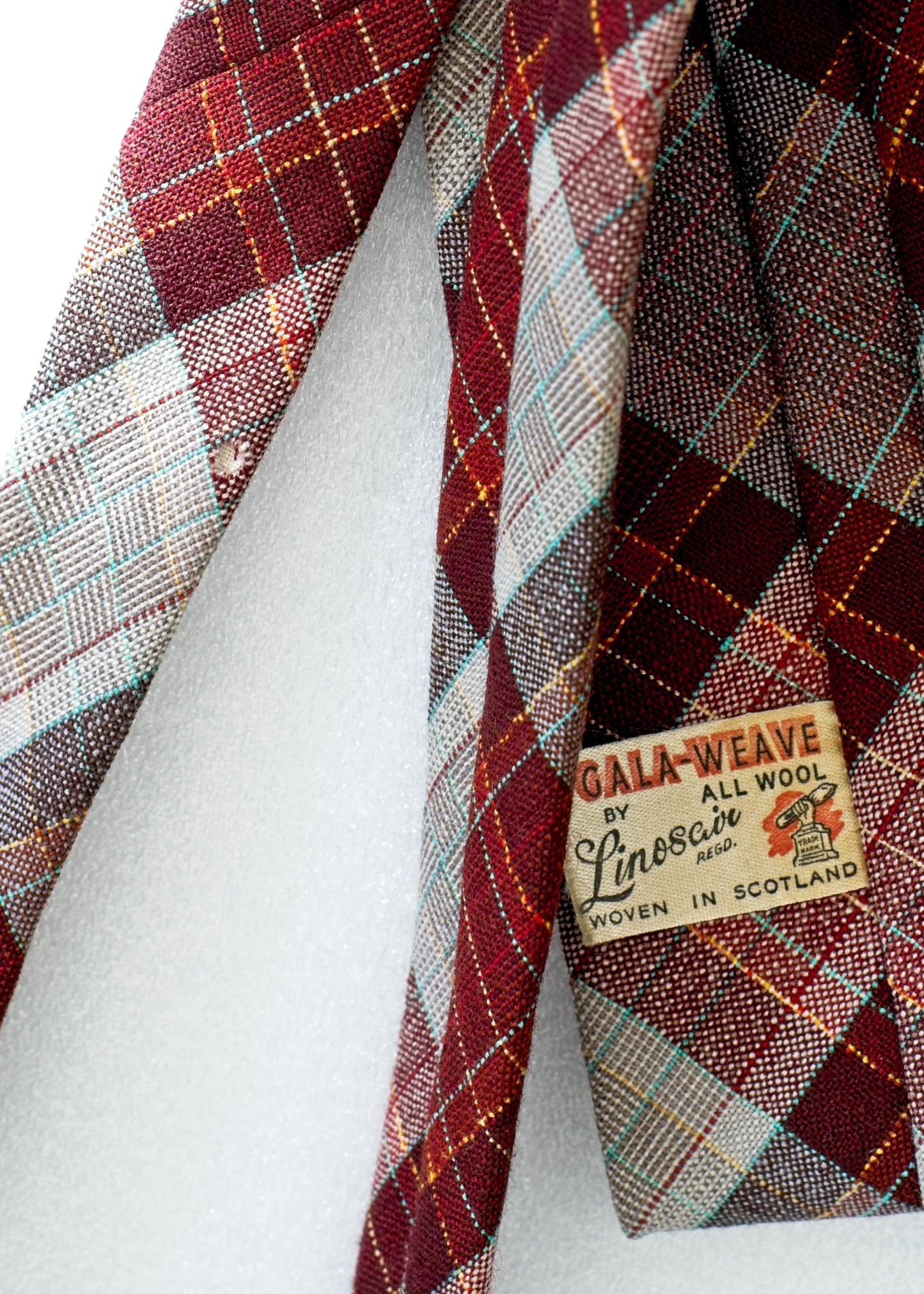 Vintage 40s Red Plaid Wool Neck Tie • Linosair