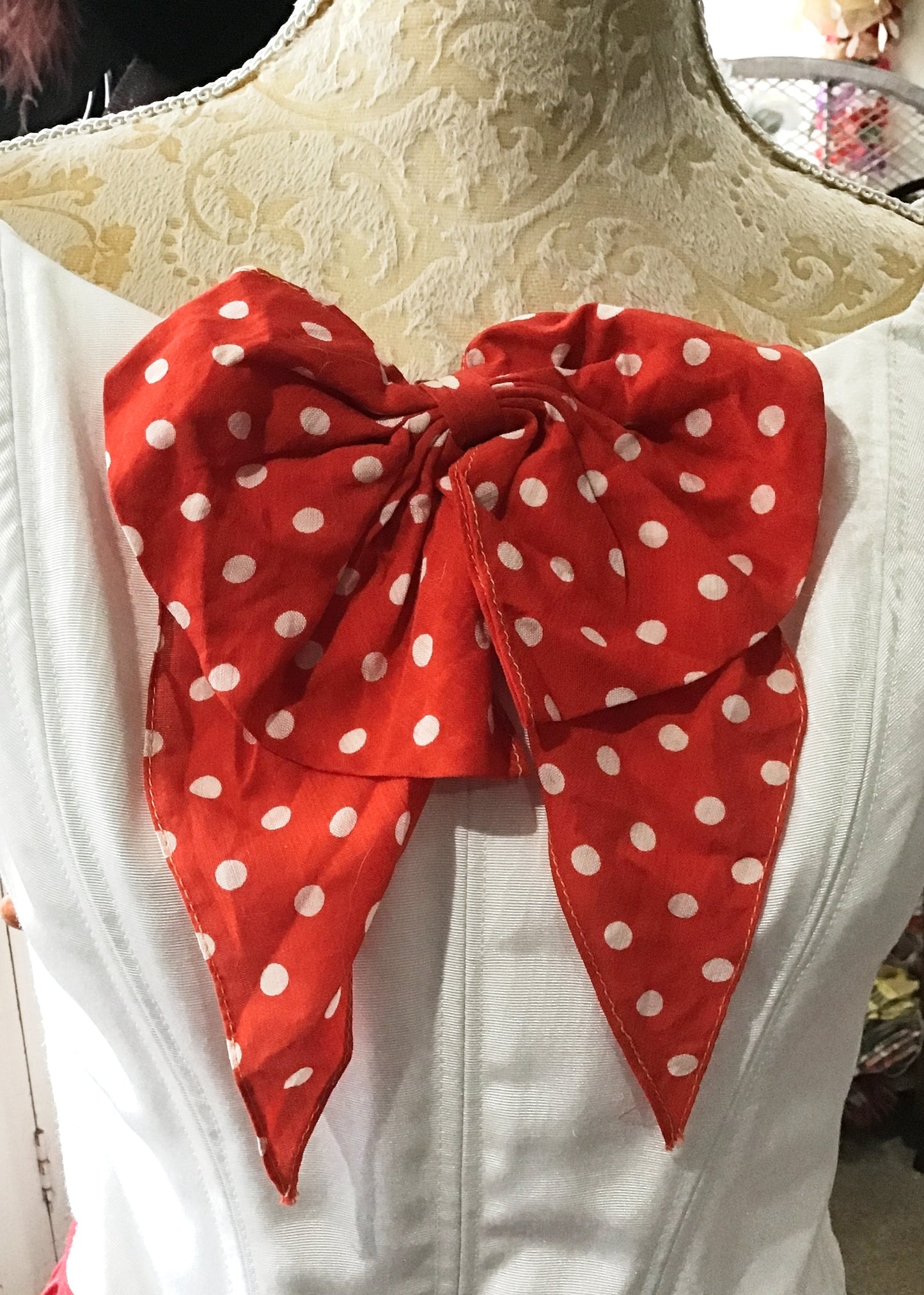 Cute Vintage Red Polka Dot Dickie Bow Accessory
