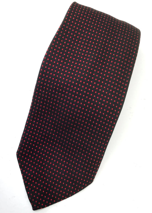 1960s Vintage Blue Red Swiss Dot Silk Neck Tie