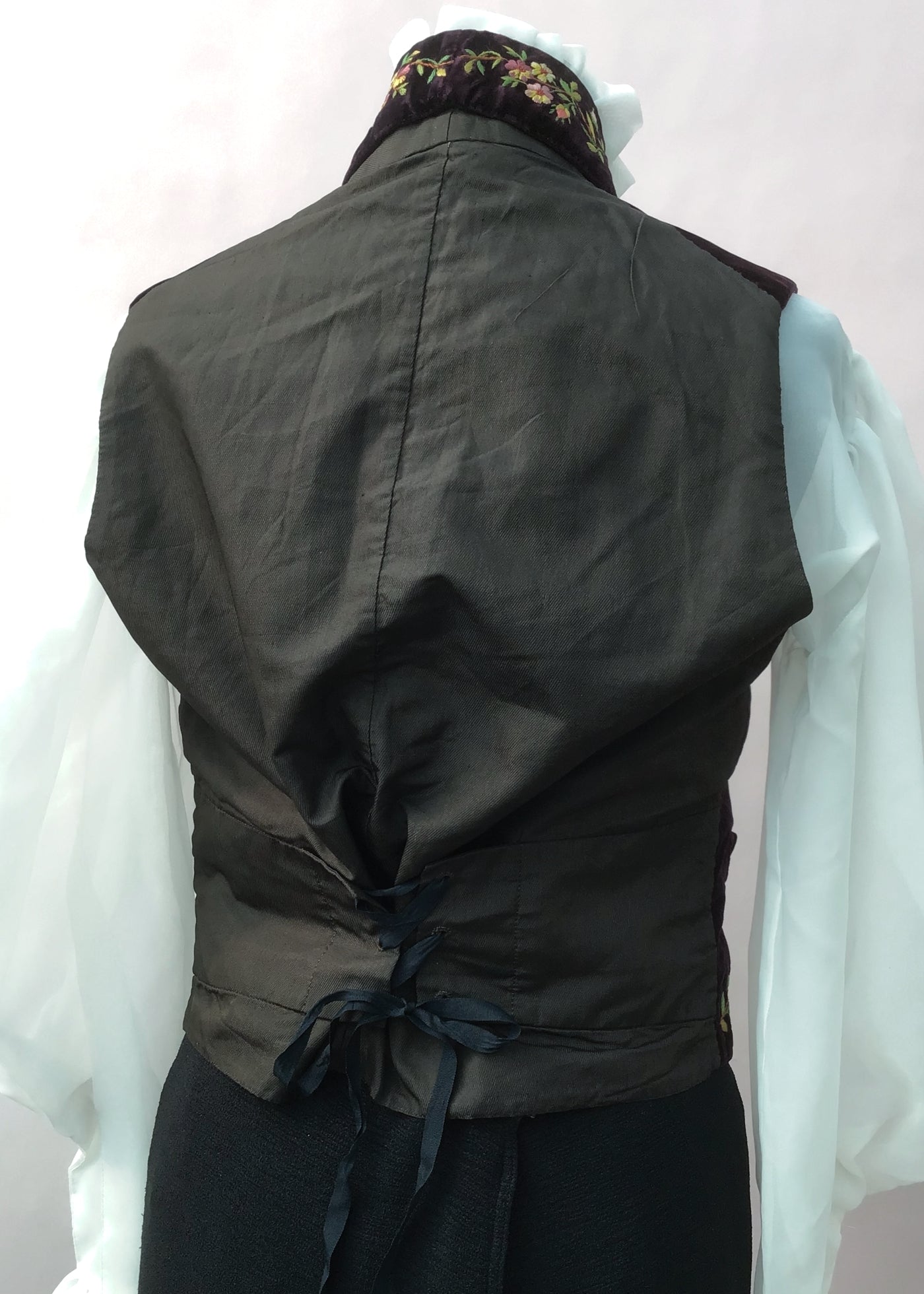 Genuine Vintage Regency Georgian Plum Velvet Embroidered Waistcoat