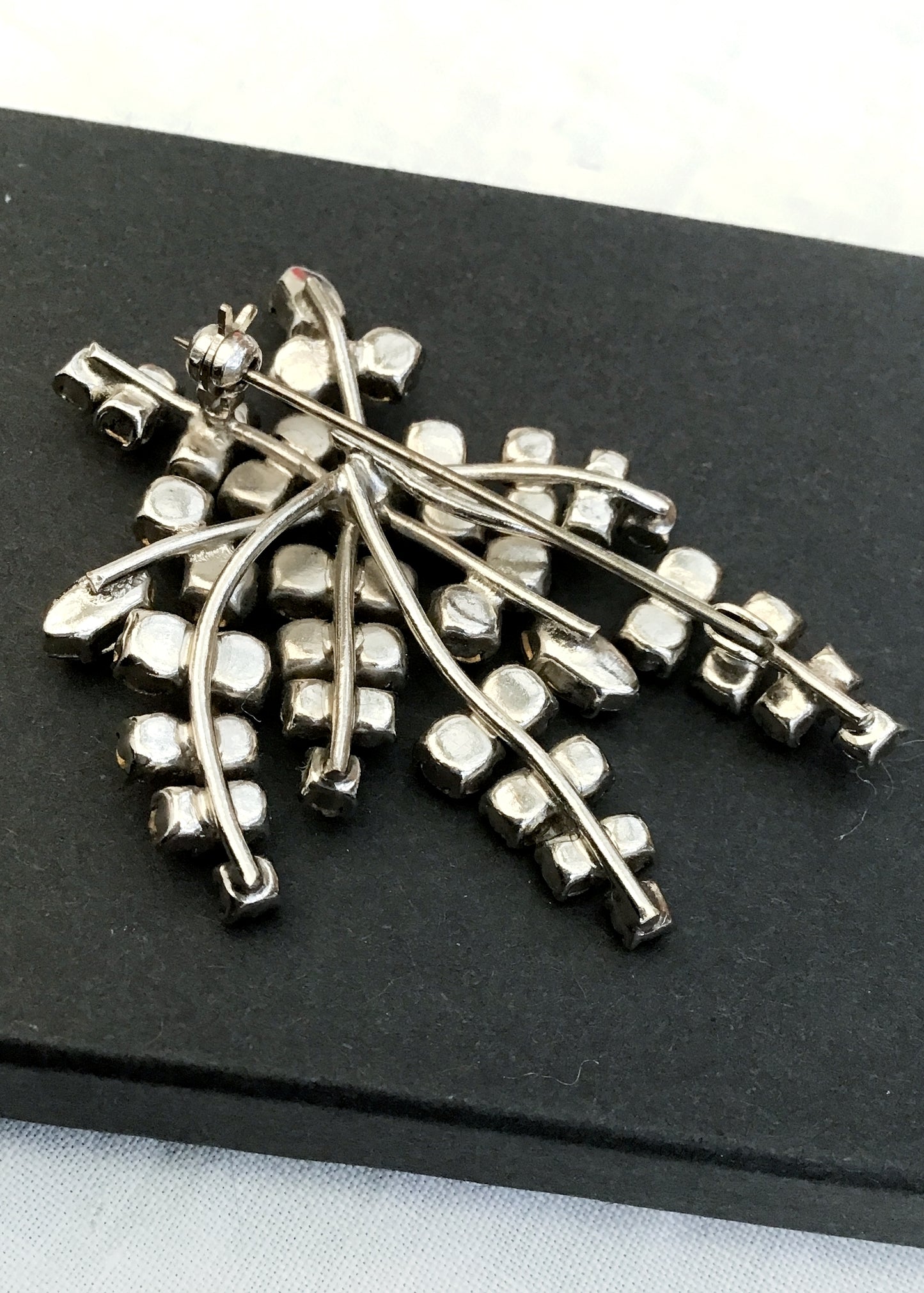 Vintage Rhinestone Leaf Brooch