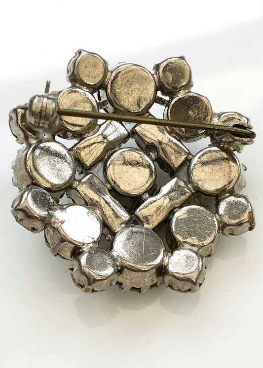 Vintage 1950s Domed Rhinestone Cluster Brooch
