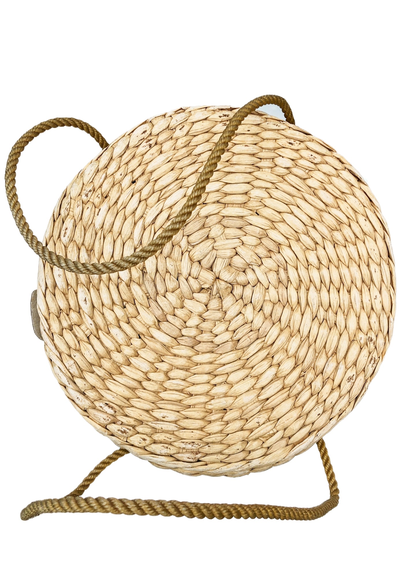 Vintage 60s Raffia Round Basket Bag • Straw