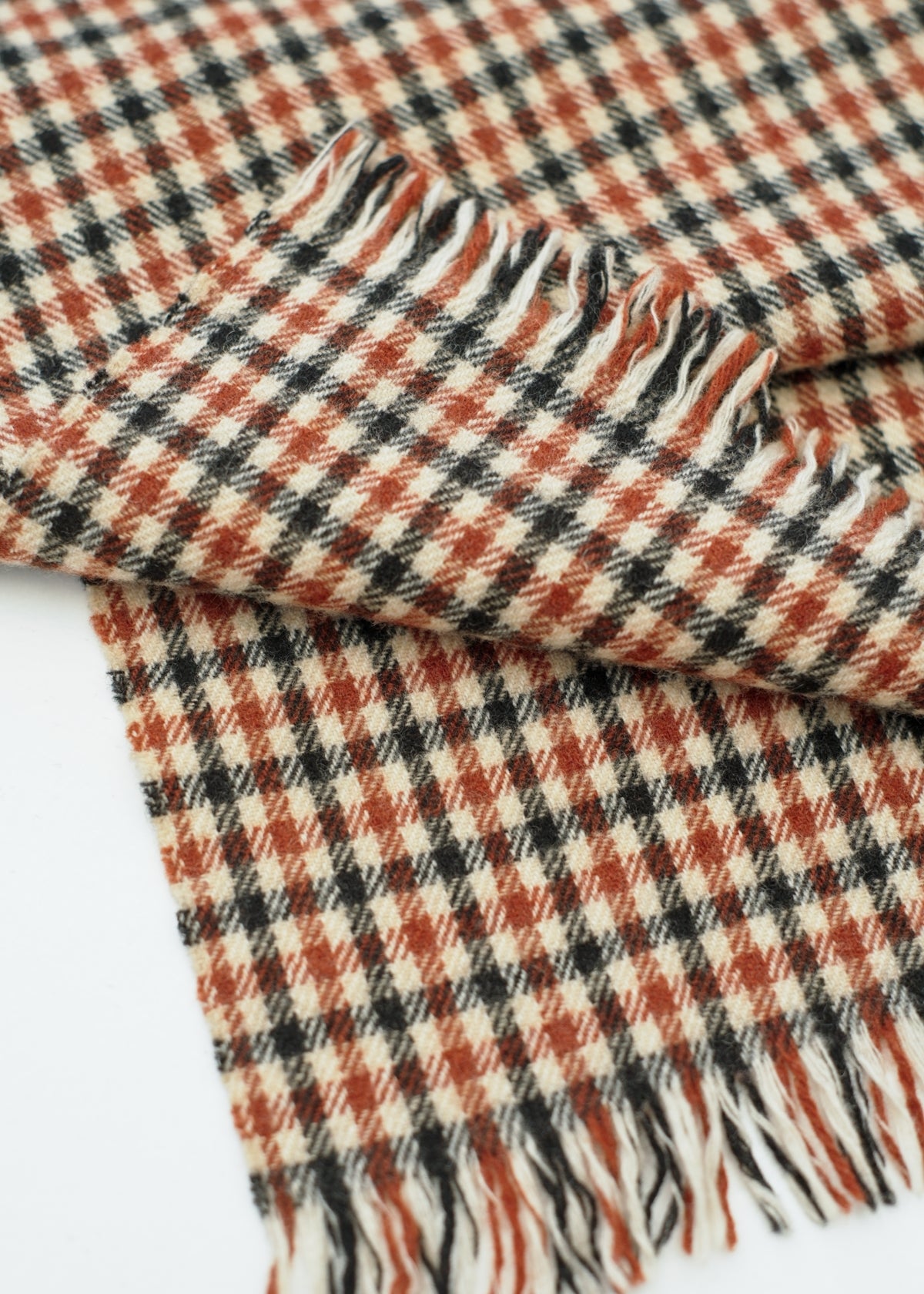 Men's Vintage Rust Dogtooth Check Wool Scarf