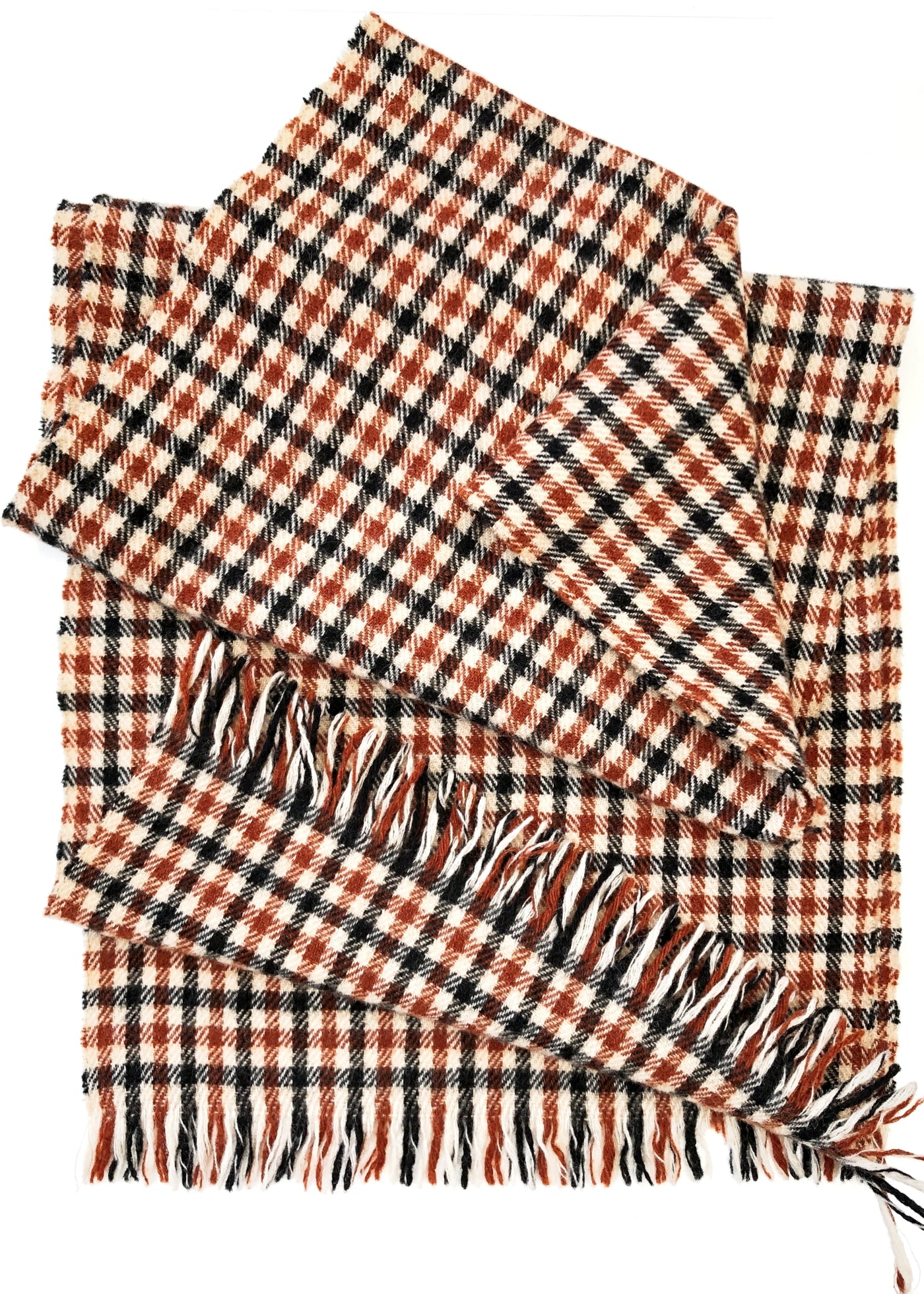 Men's Vintage Rust Dogtooth dogtooth Check Wool Scarf
