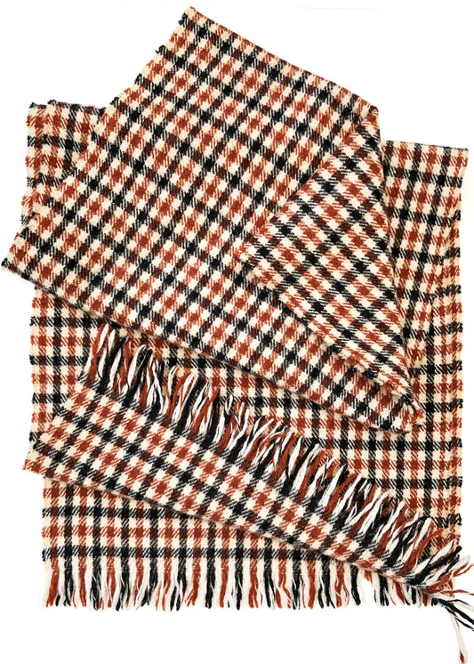 Men's Vintage Rust Dogtooth dogtooth Check Wool Scarf