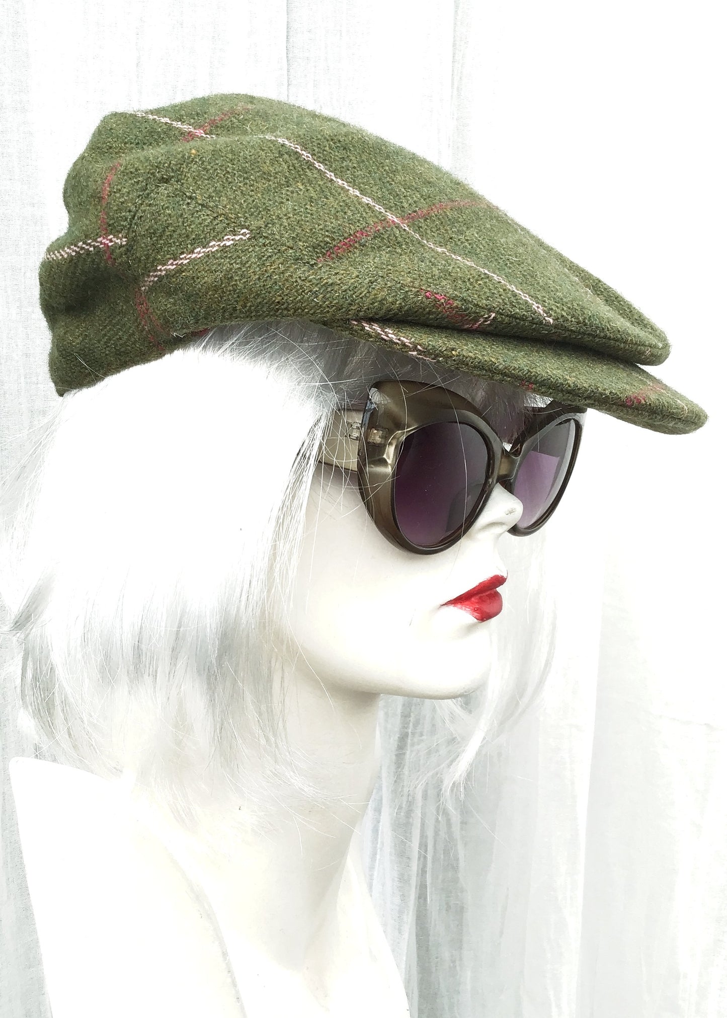 Retro Green Derby Wool Tweed Flat Cap