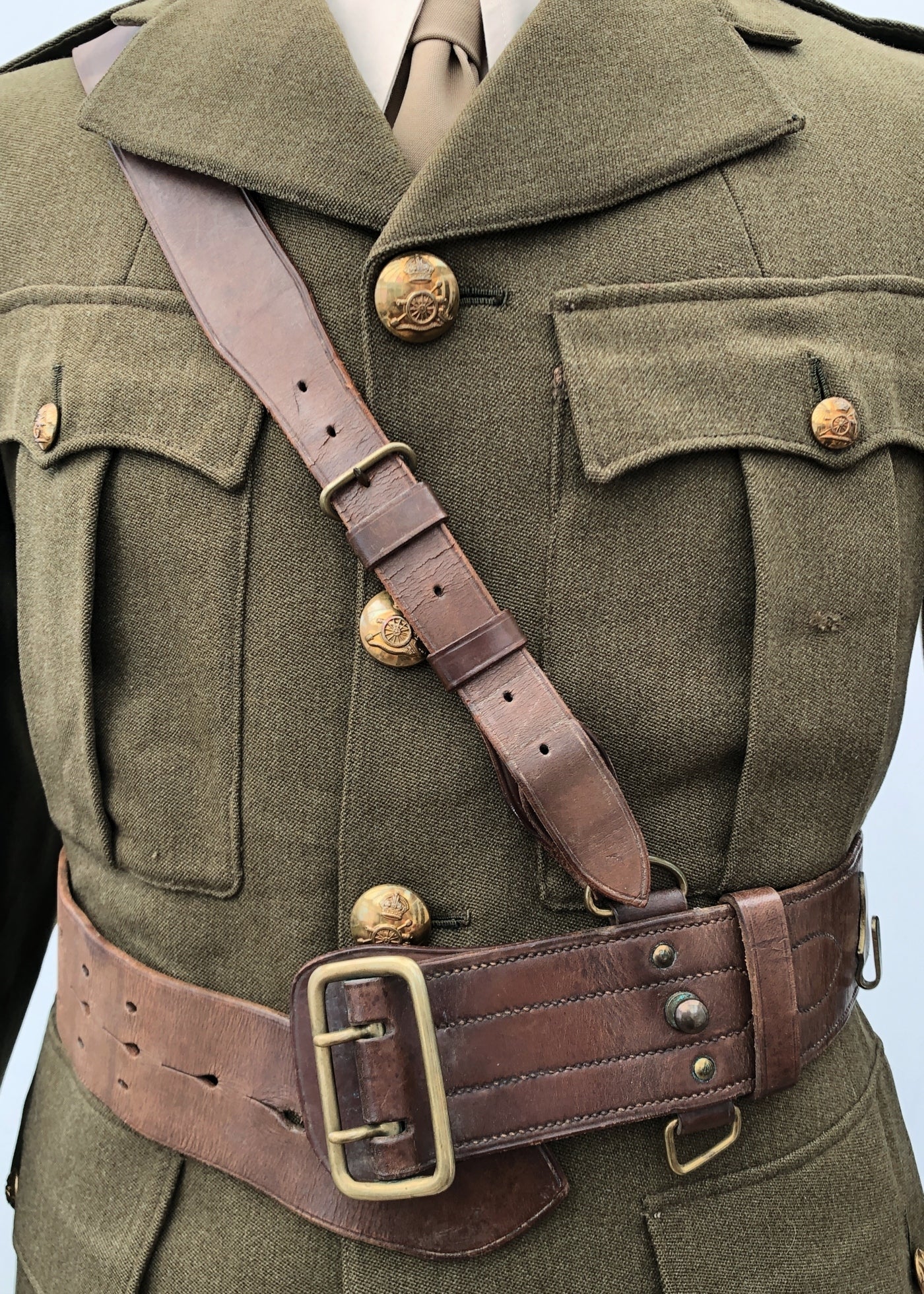 Vintage British Army Sam Browne Belt, Officer Issue – Early 20th Century