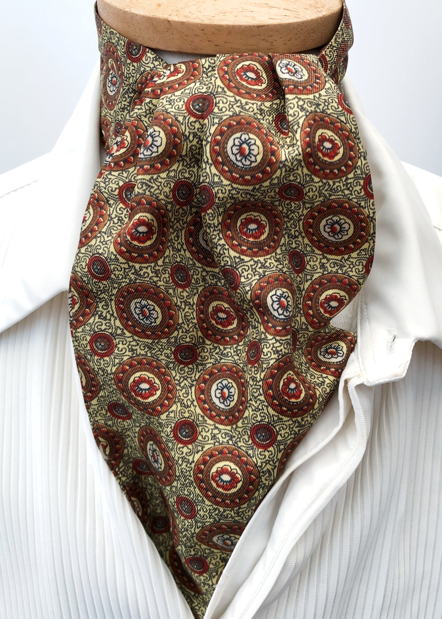 Vintage 60s Primrose Yellow & Red Floral Sammy Cravat