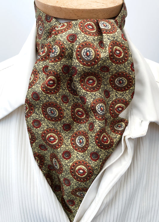 Vintage 60s Primrose Yellow & Red Floral Sammy Cravat