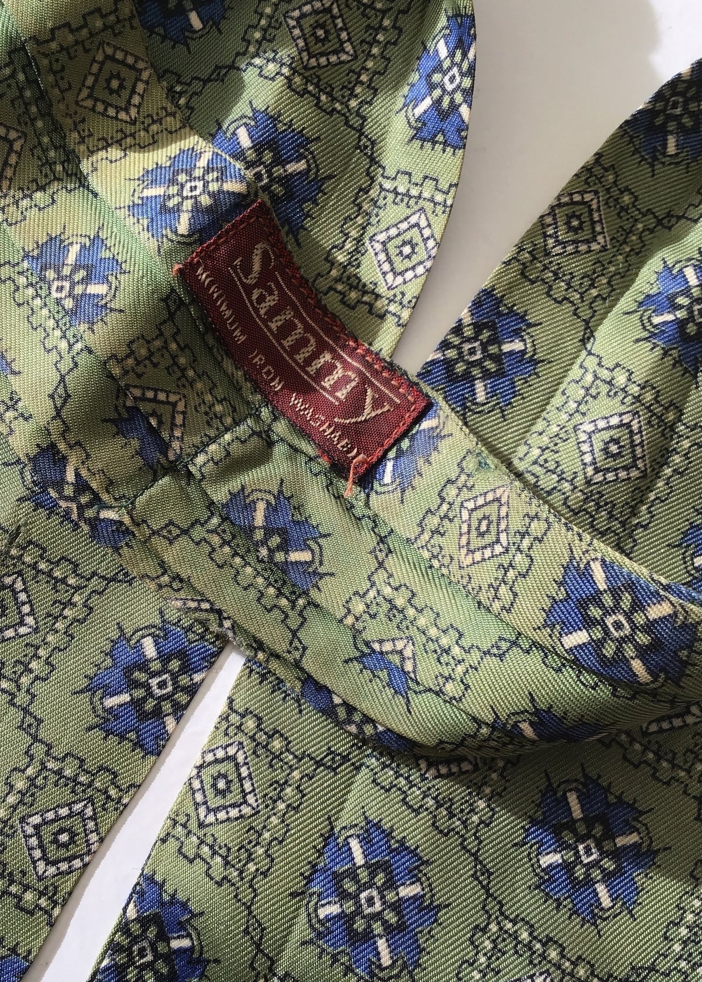 Vintage Pale Green and Blue Sammy Cravat