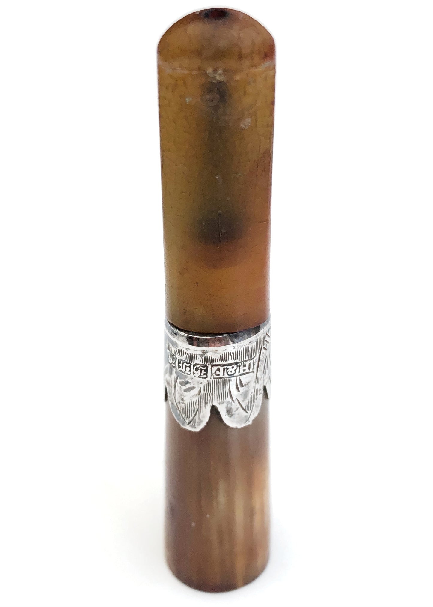 Antique Edwardian Silver, Amber, Horn Cheroot Cigarillo Holder in Case