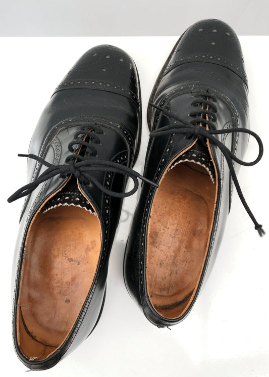 Men's Vintage Black Loake Brogue Shoes • Size UK 7