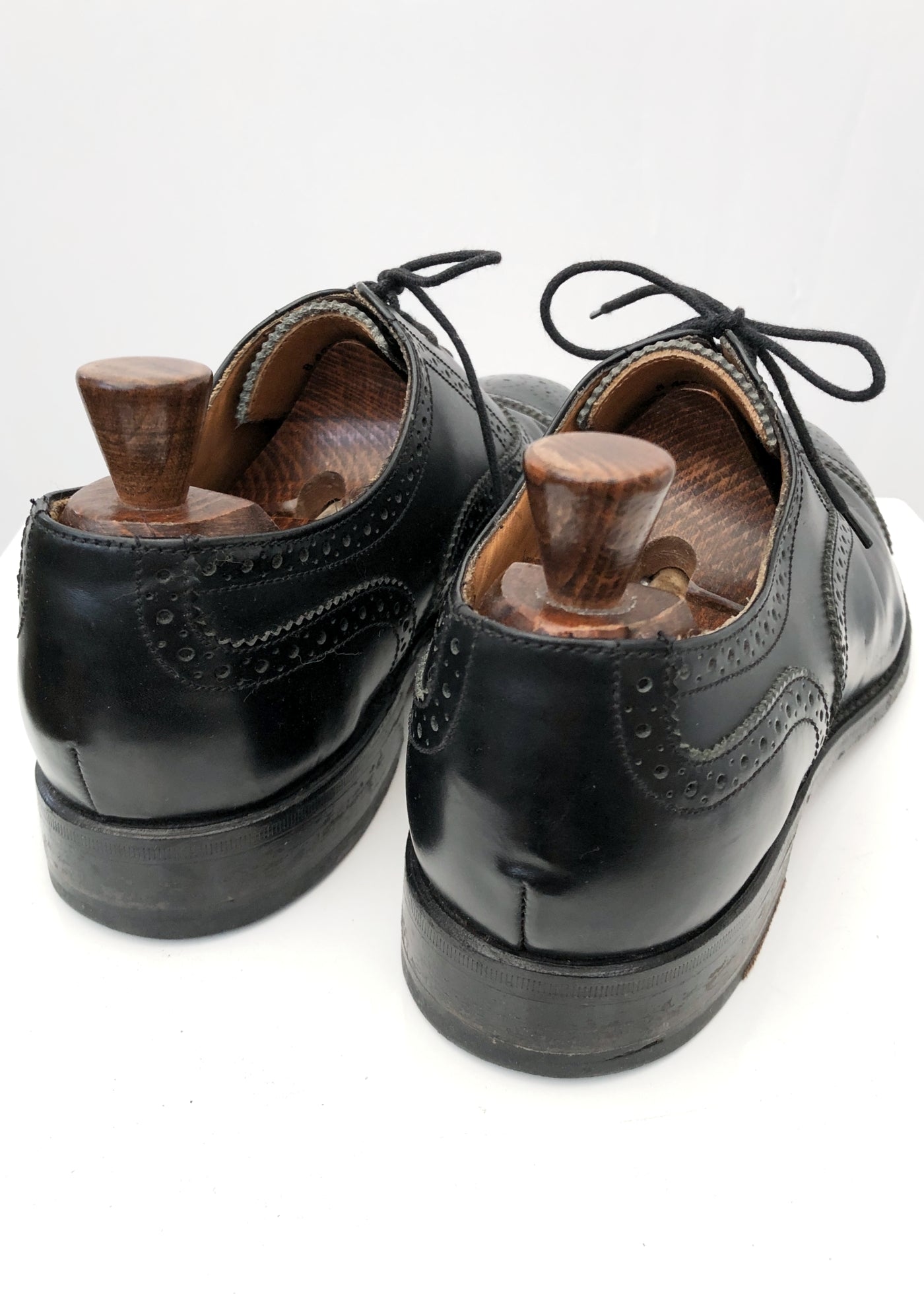 Men's Vintage Racing Green Black Brogue Shoes • Size UK 8