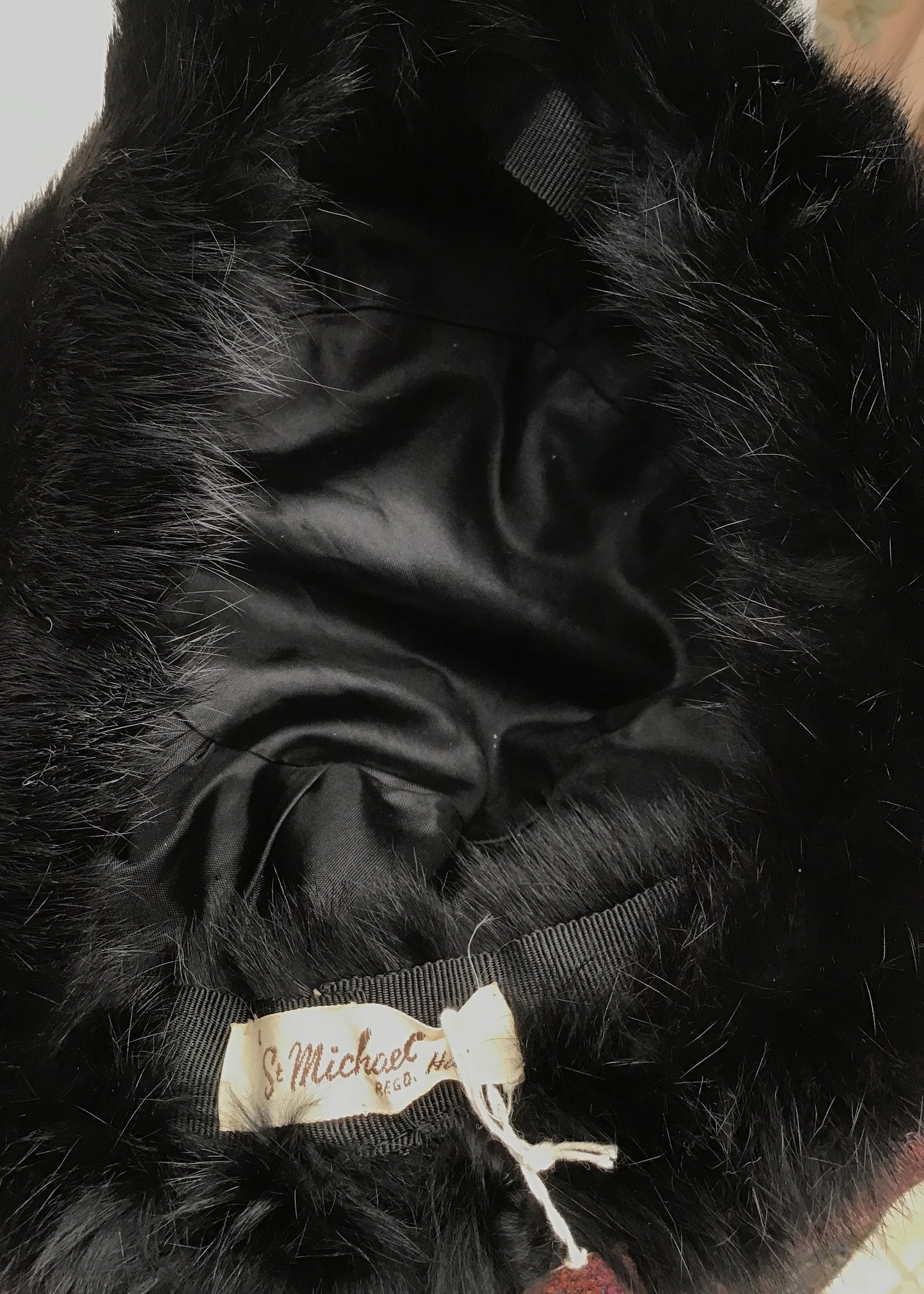 Vintage St Michael Black Rabbit Fur Pillbox Style Hat