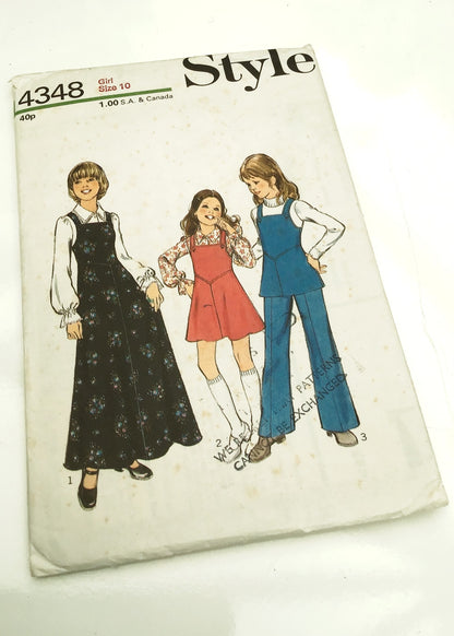 1970s Vintage Style #4348 Dressmaking Pattern  • Girls' Pinafore Dress Uncut