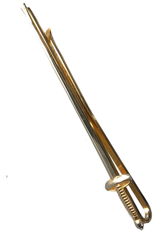 vintage goldtone fencing sword, epee, tie clip