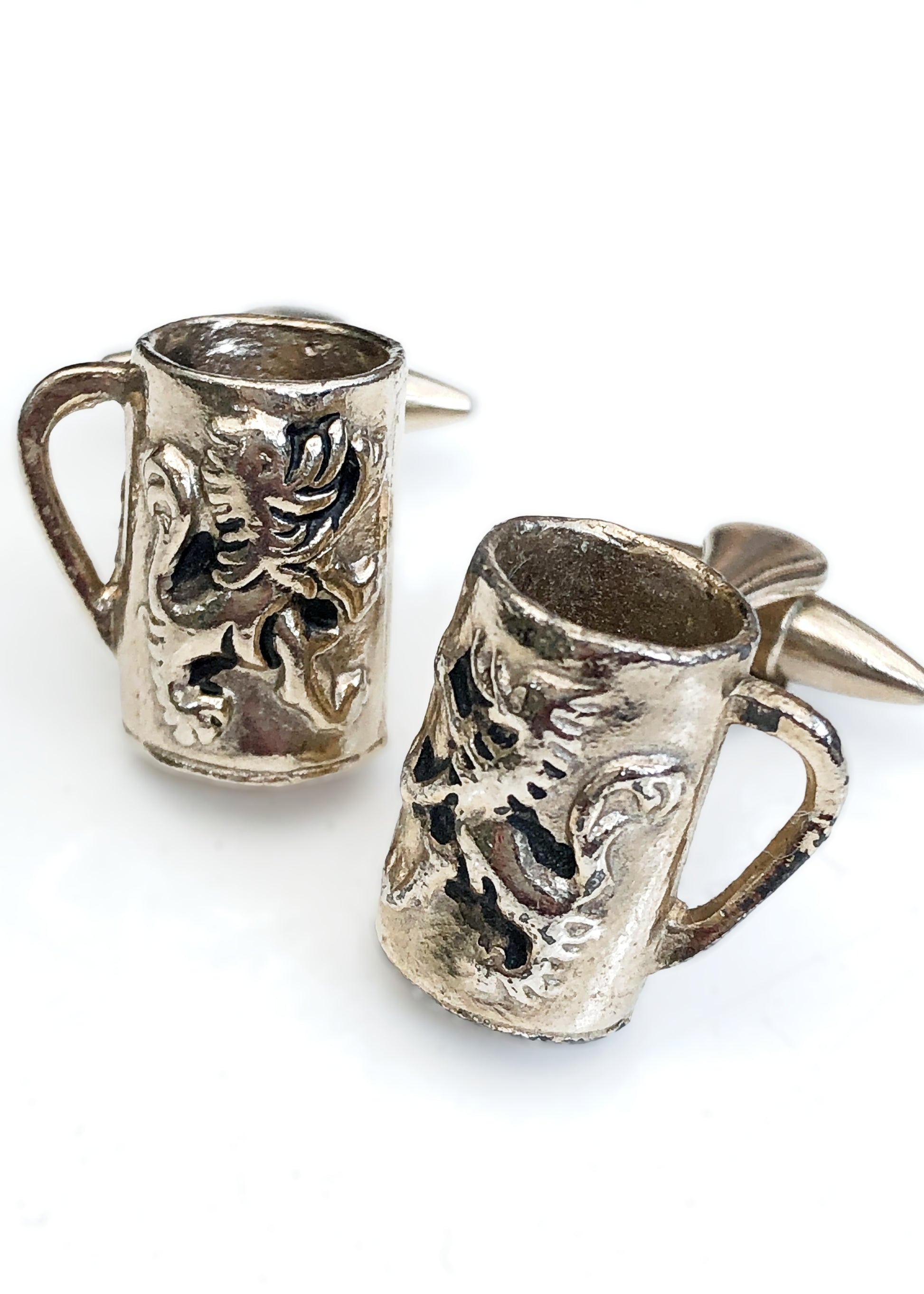 Vintage Novelty Tankard Cufflinks • Lion Emblem