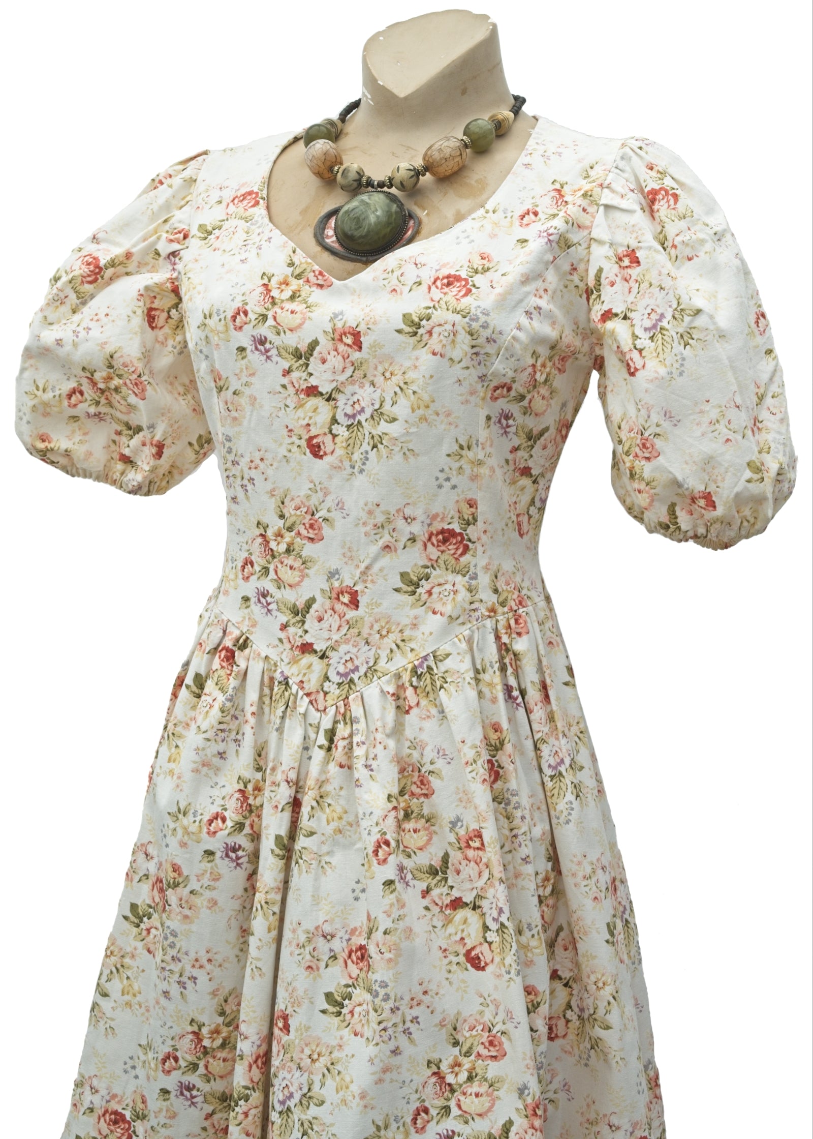 Vintage Rose Print Fit and Flare Cottagecore Tea Dress • Laura