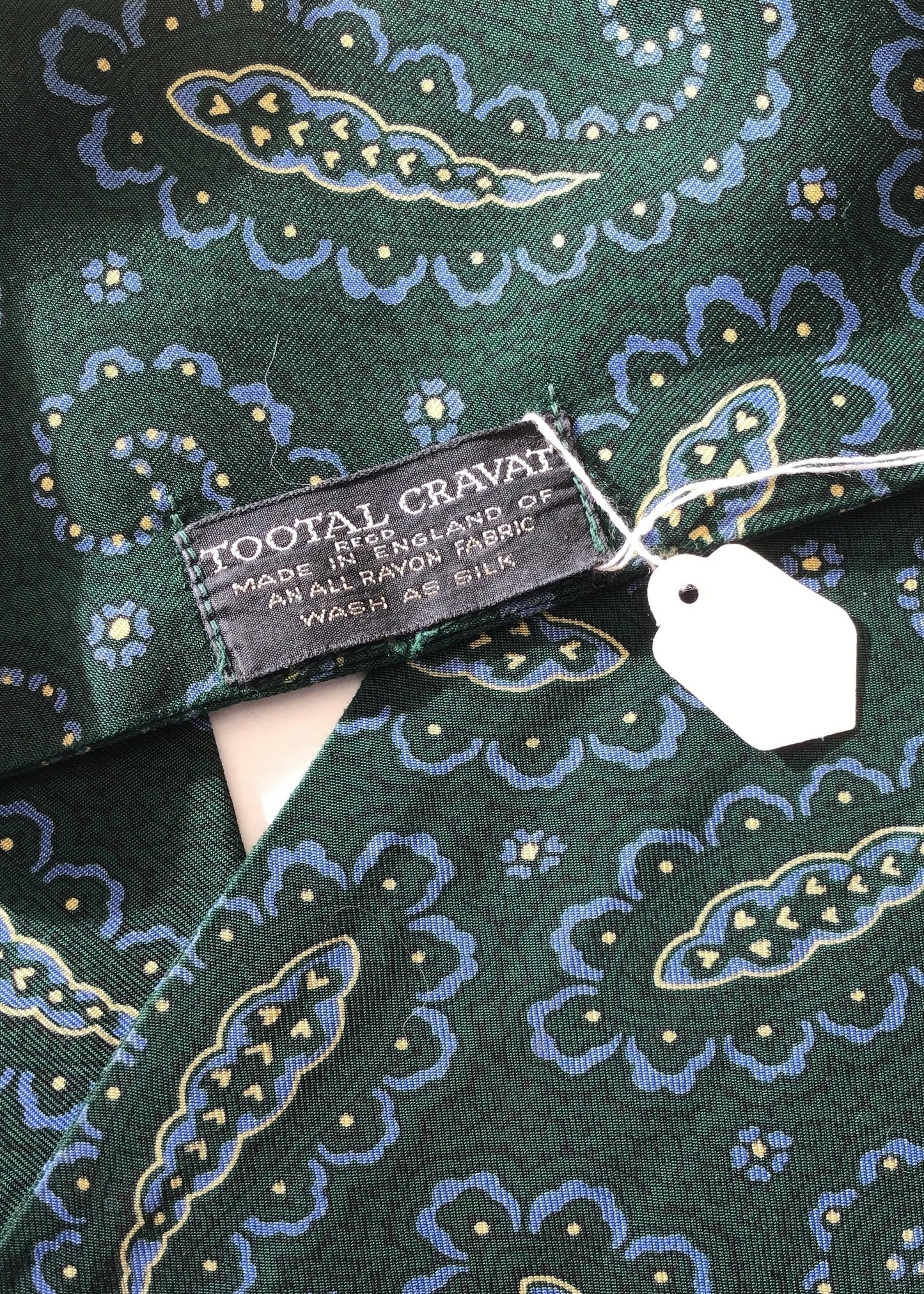 Vintage Dark Green and Blue Paisley Rayon Tootal Cravat