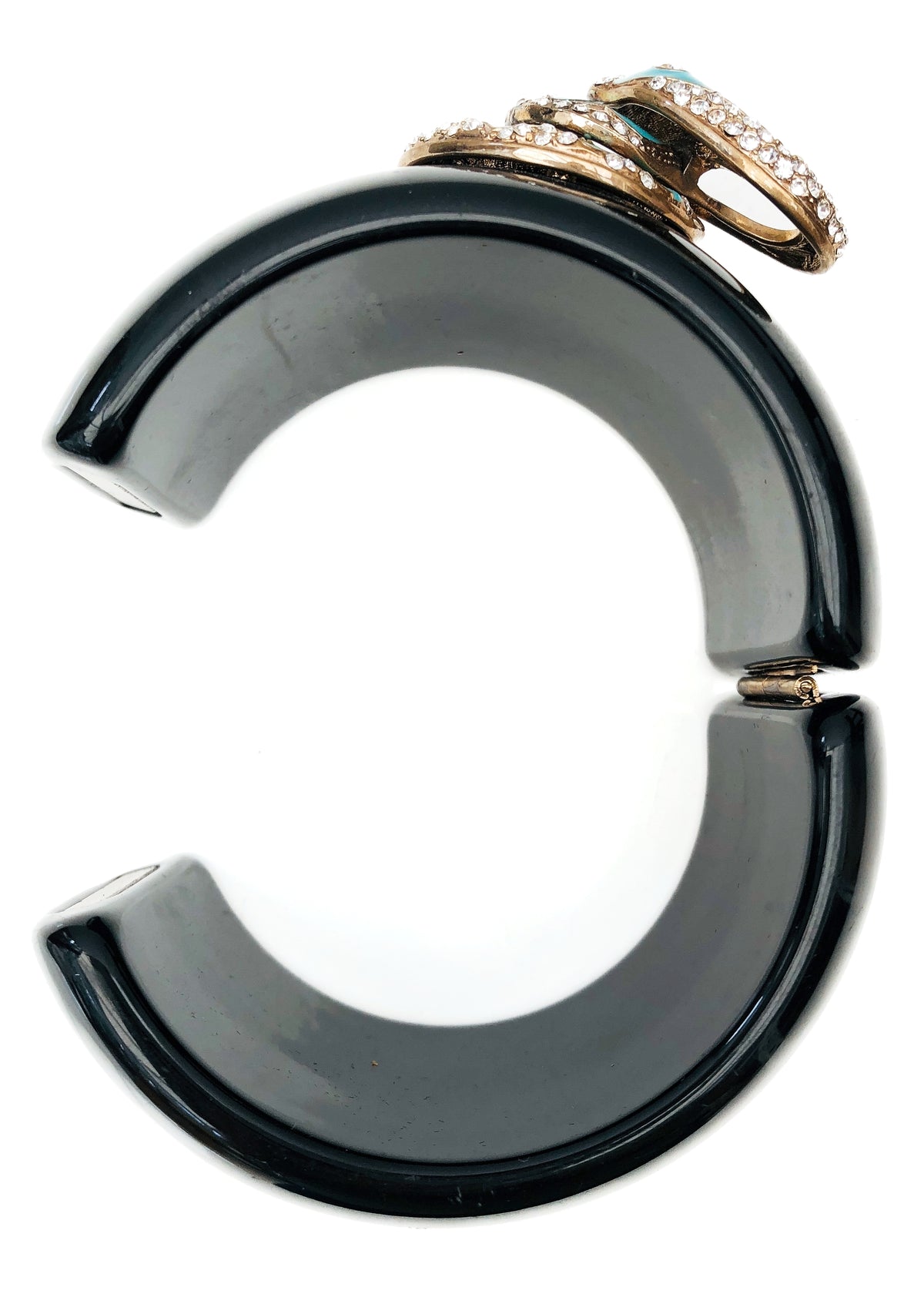 Retro Snake Clamper Bangle Bracelet • Turquoise Coiled Serpent