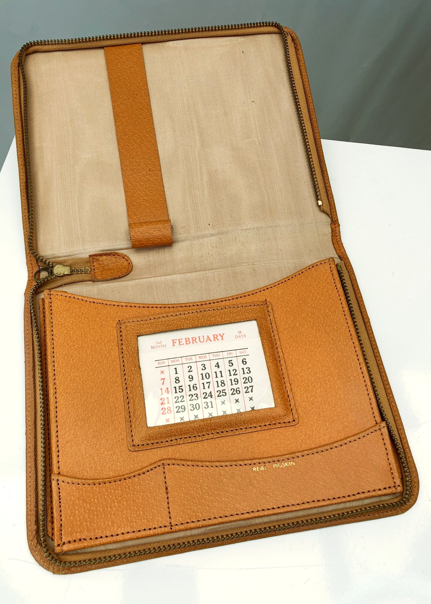 Vintage 60s Tan Brown Leather Writing Case Wallet