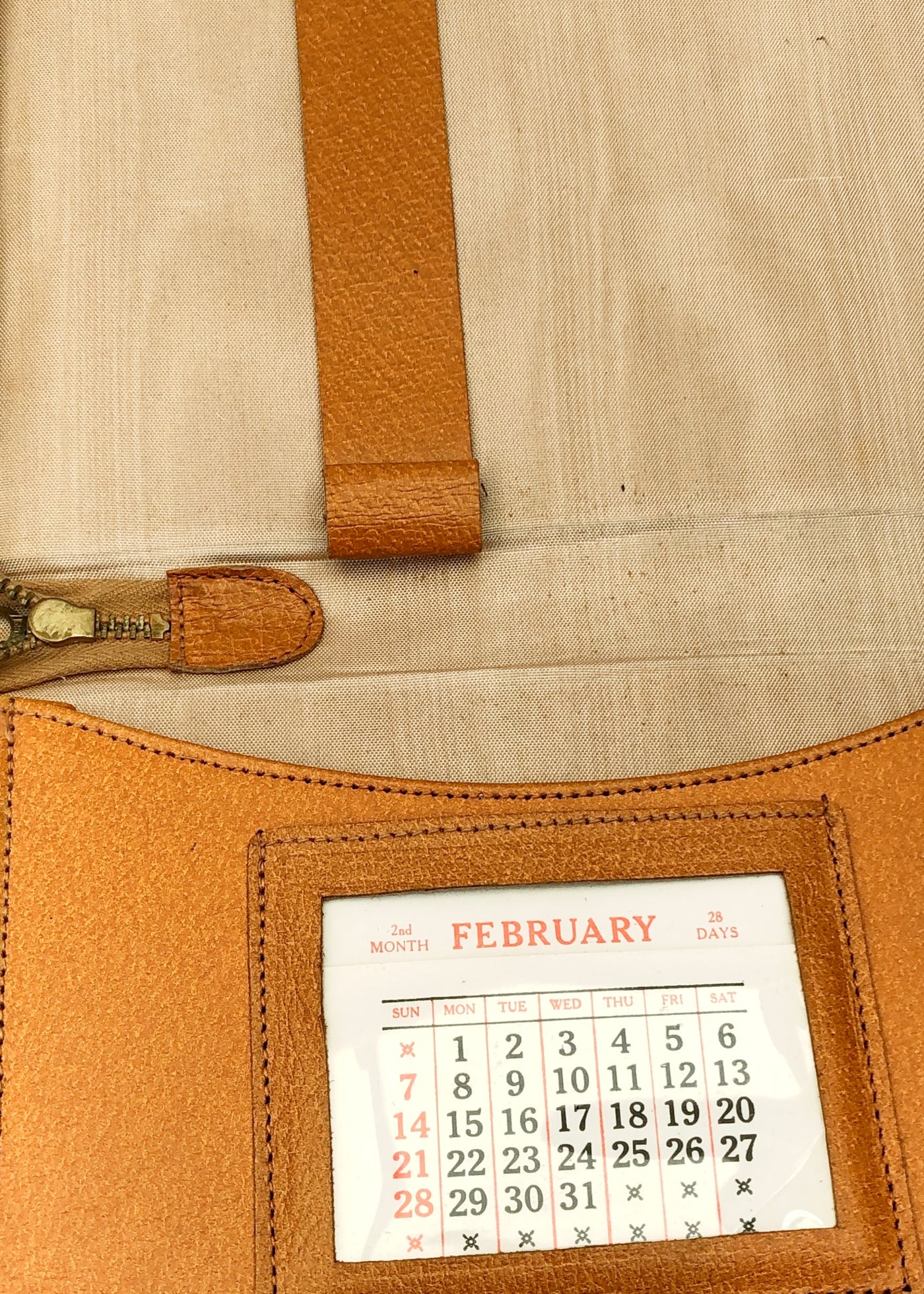 Vintage 60s Tan Brown Leather Writing Case Wallet