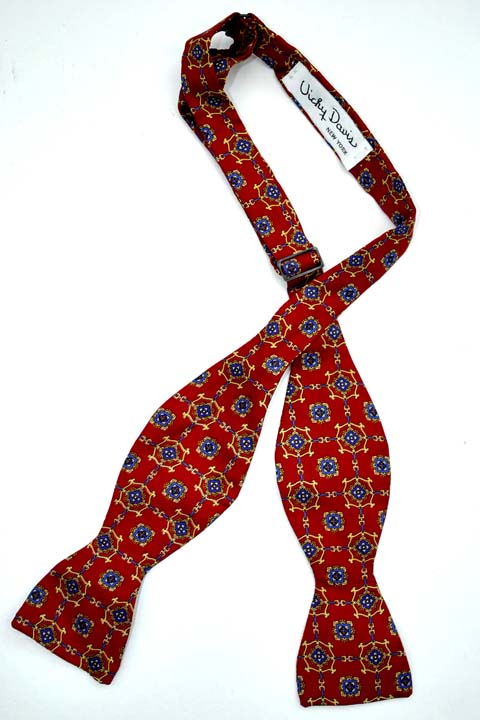 Vintage Red Silk Self Tie Bow Tie • Vicky Davis