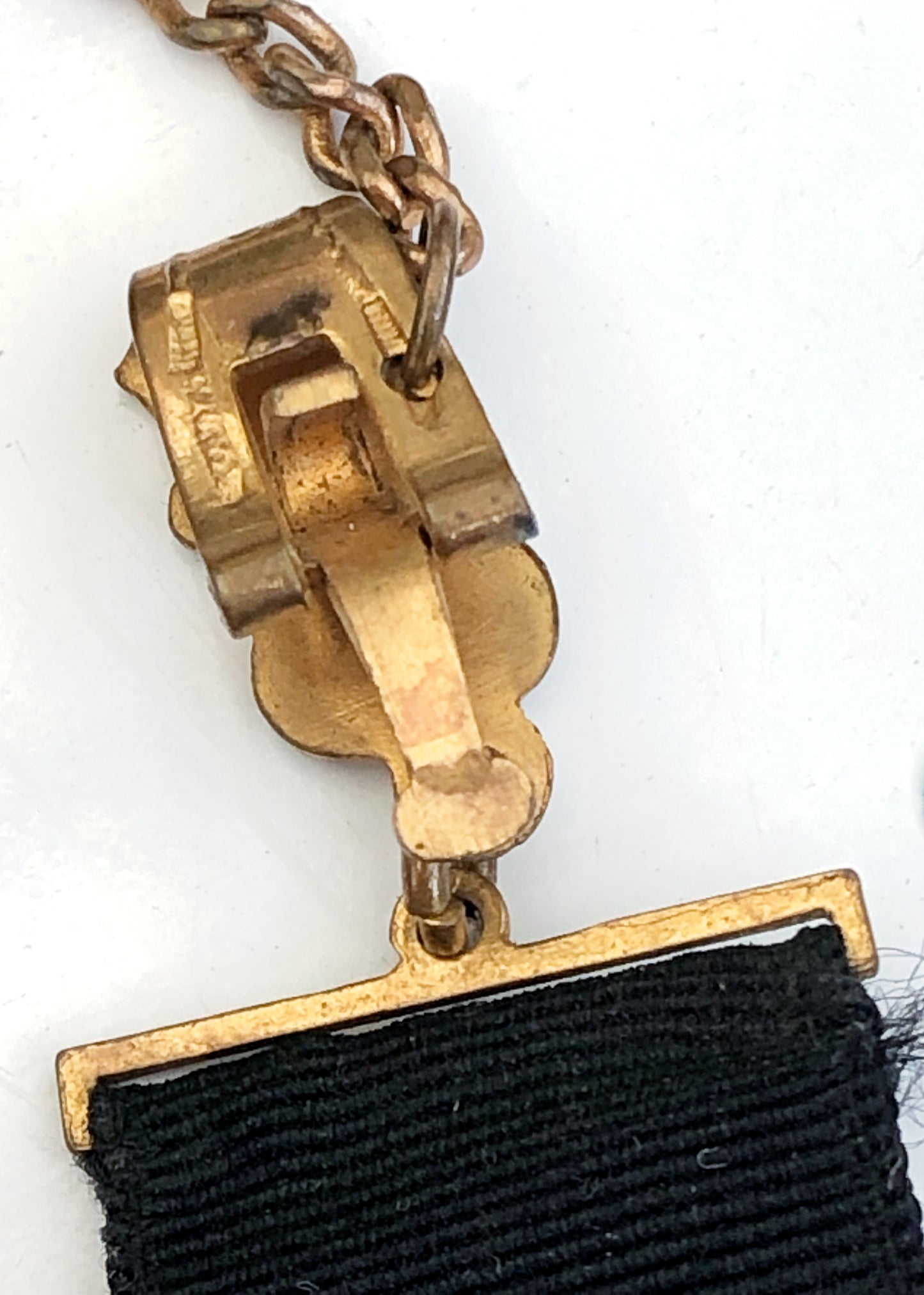 Antique Victorian Ribbon Watch Fob • Mourning Fob