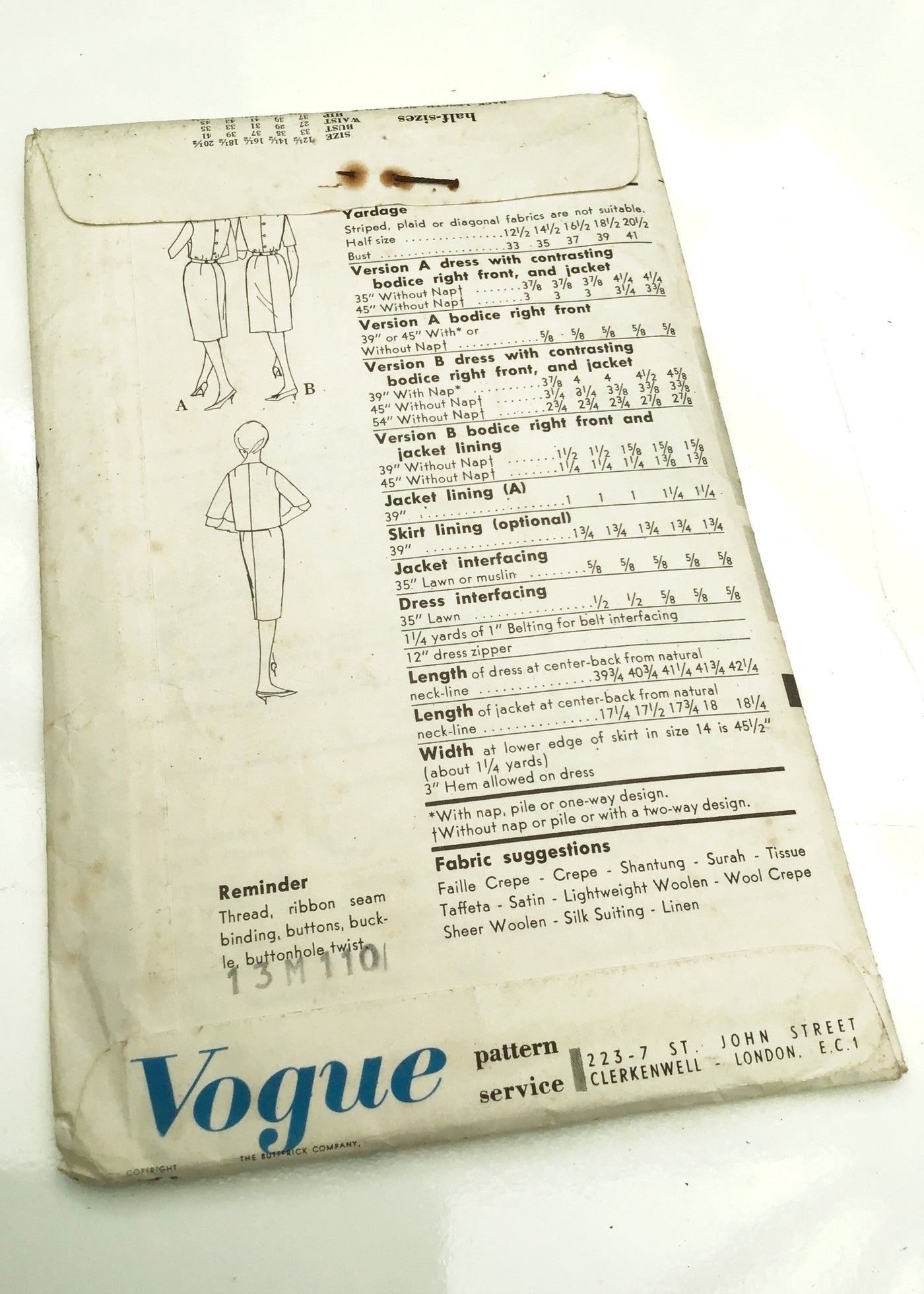 1960s Vintage Vogue Special Design #4252 Dressmaking Pattern • Dress Suit