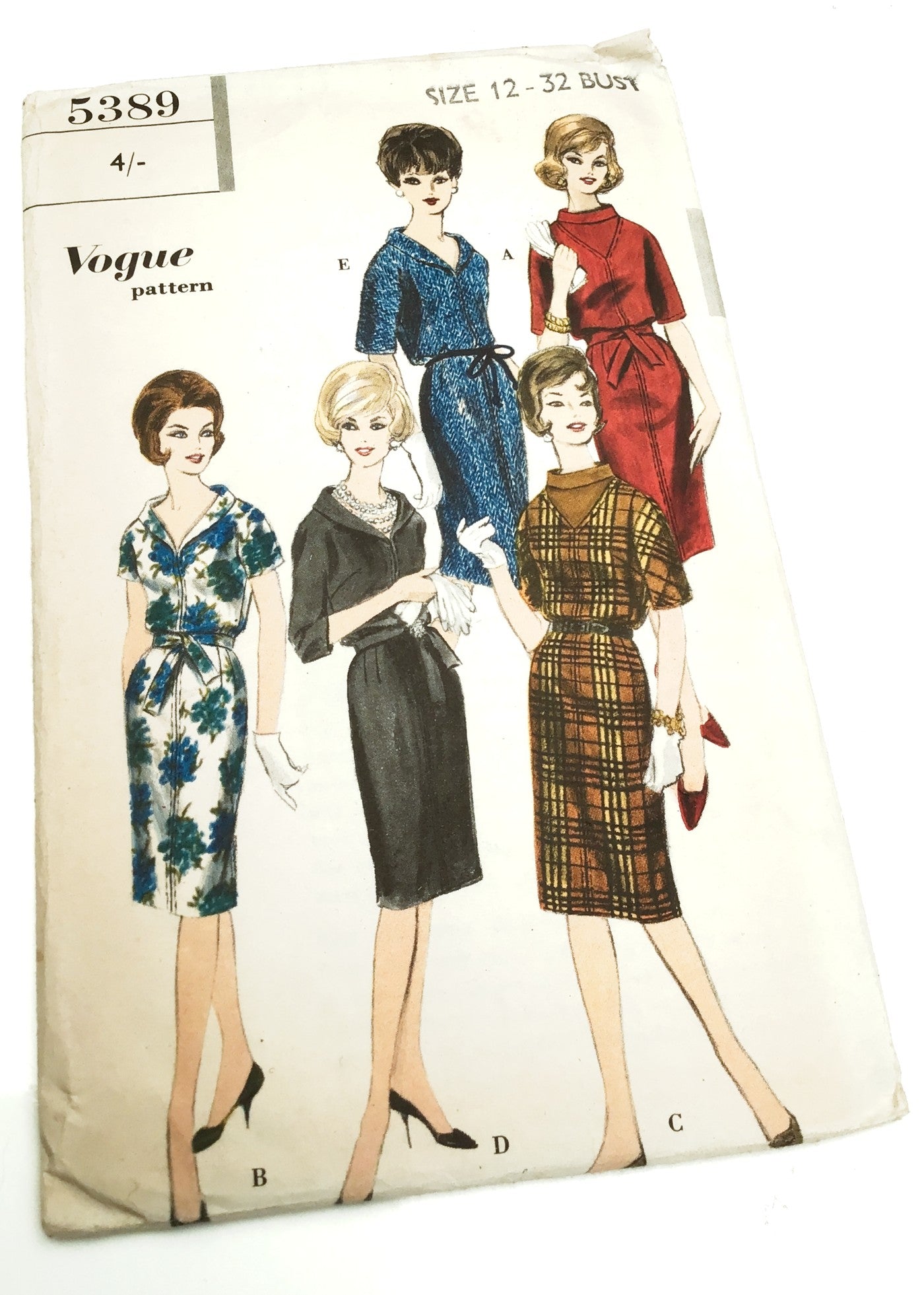 1960s Vintage Vogue #5389 Dressmaking Pattern • One Piece Dress Suit 32"