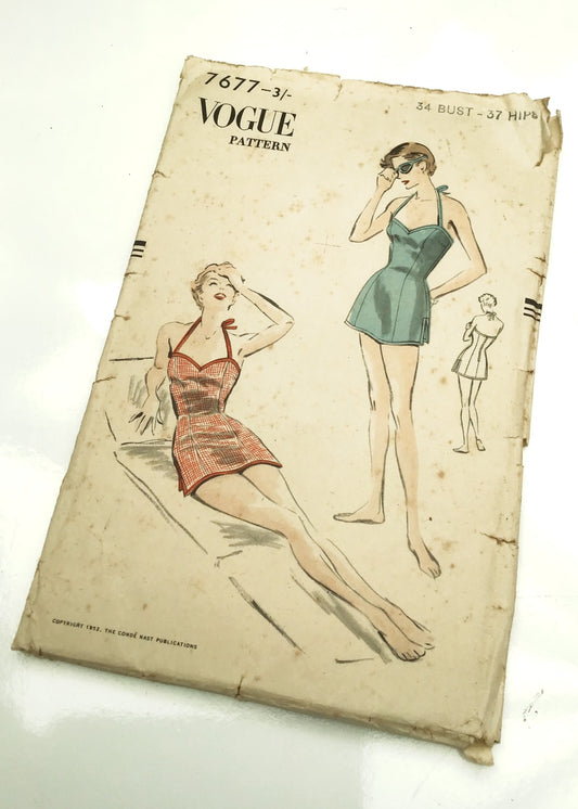 1950s Vintage Vogue #7677 Dressmaking Pattern • Swimsuit