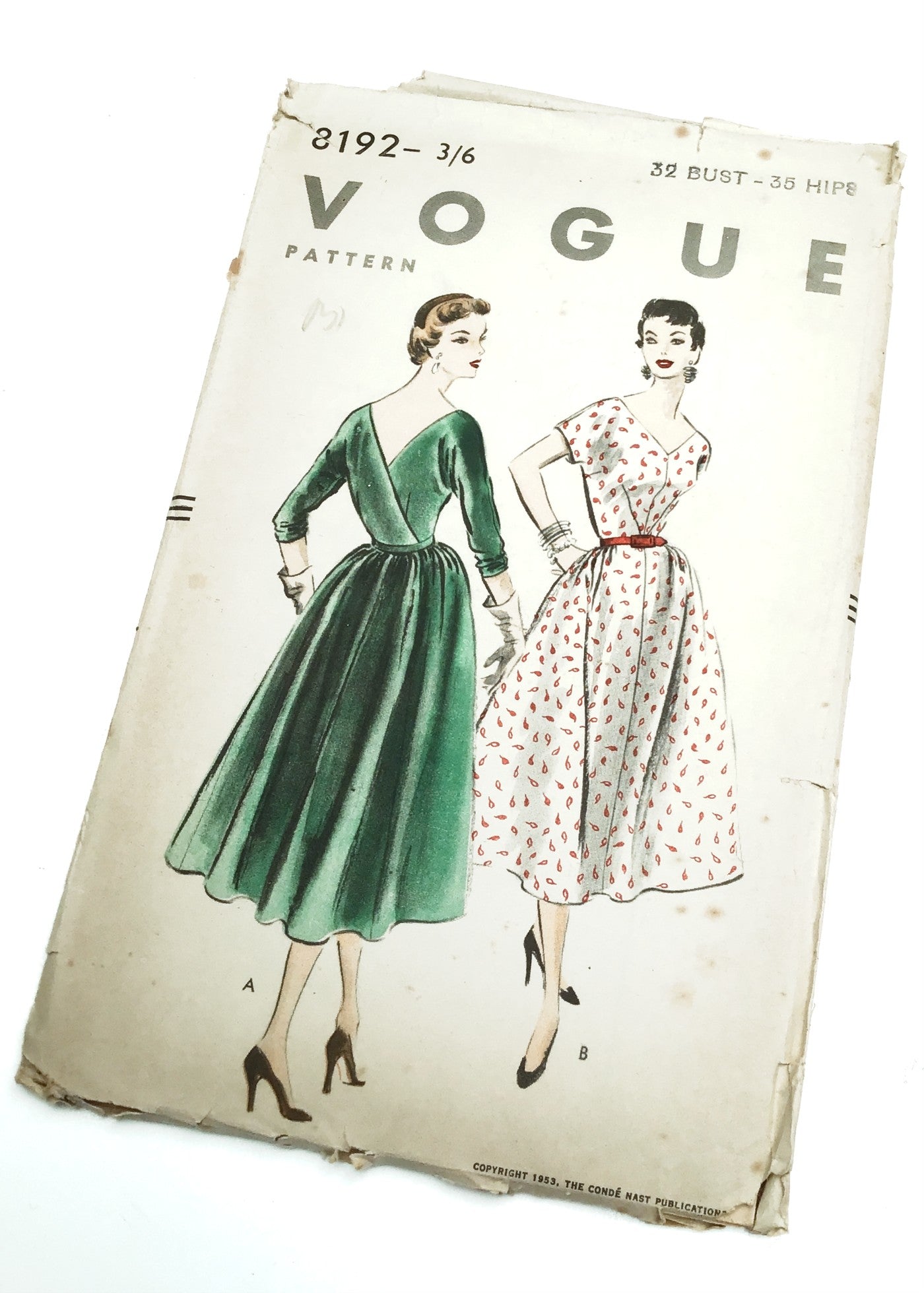 1950s Vintage Vogue #8192 Dressmaking Pattern • One Piece Dress Easy to Make 32"