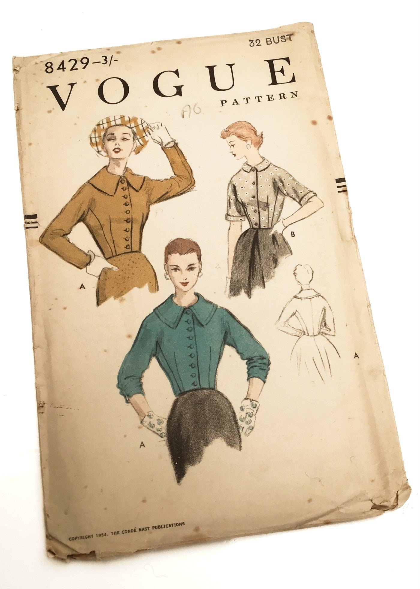 1950s Vintage Vogue #8429 Dressmaking Pattern • Collared Jacket 32"