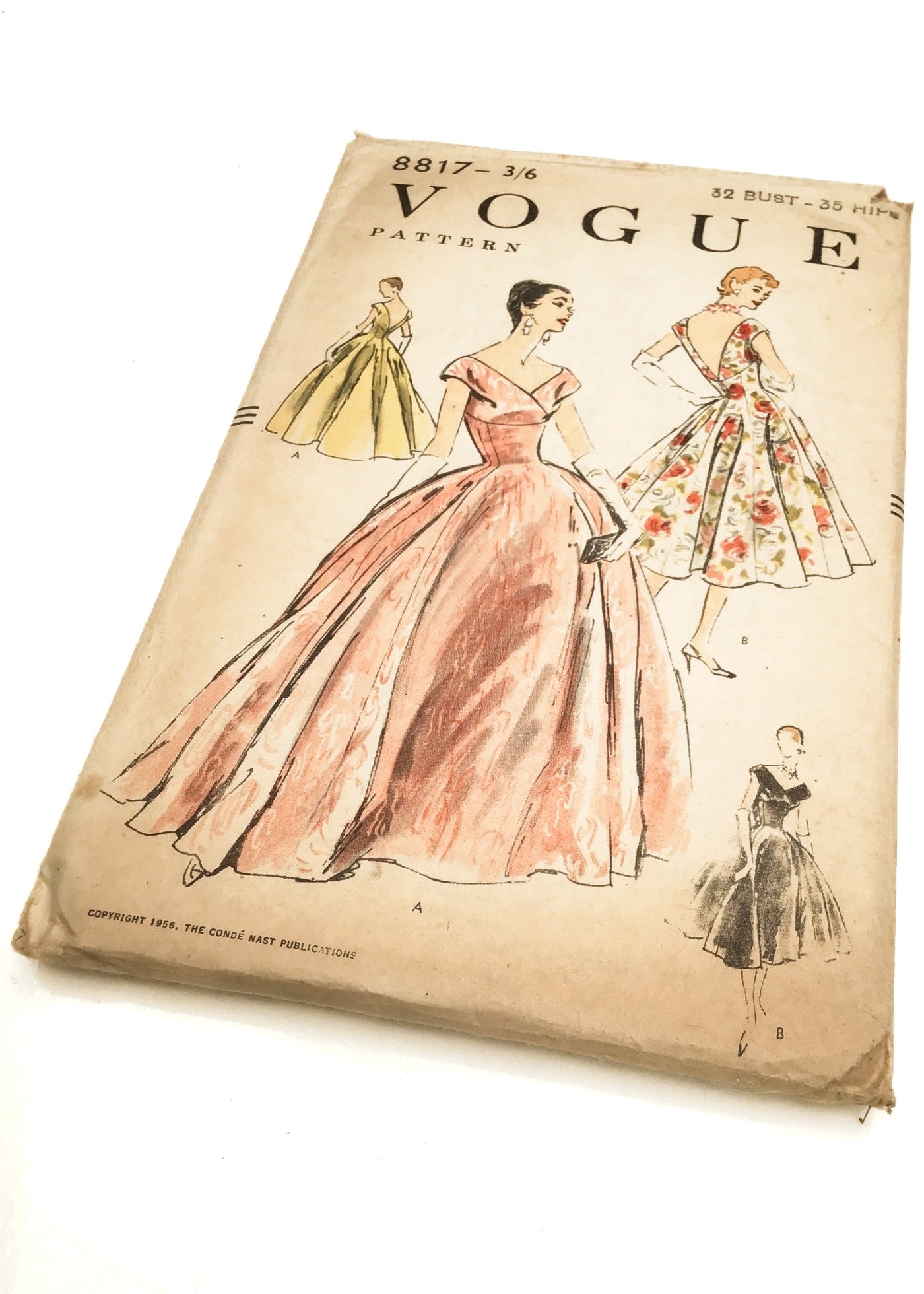 1950s Vintage Vogue #8817 Dressmaking Pattern • One Piece Fit + Flare Dress 32"