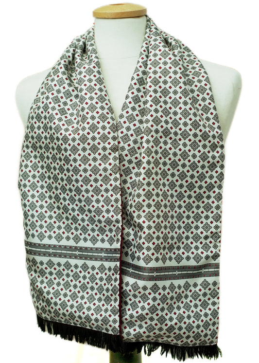 Men's Vintage 1960s White Double Sided Evening Scarf