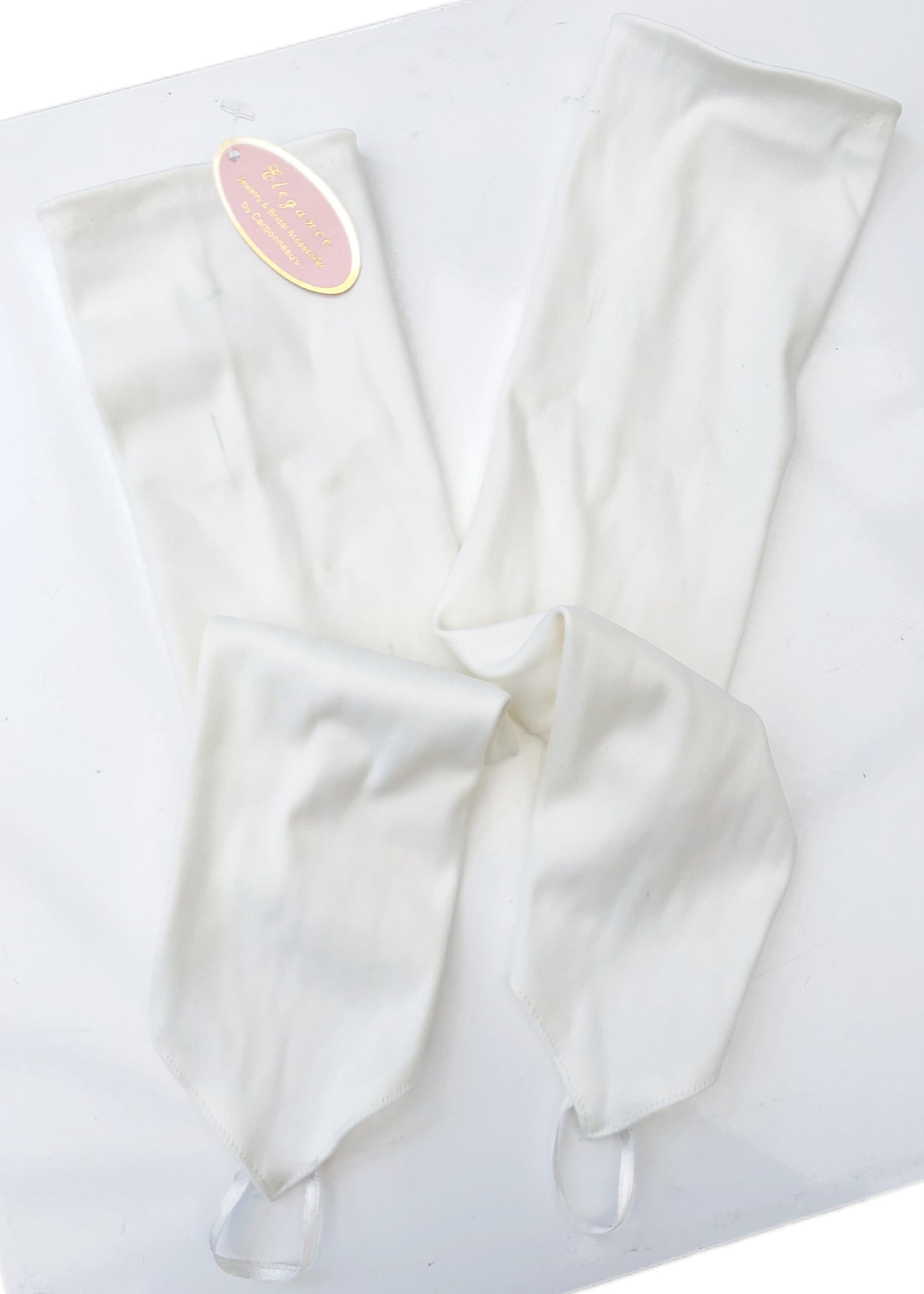 1980s Vintage White Bridal Long Fingerless Pointy Gloves • Opera Length